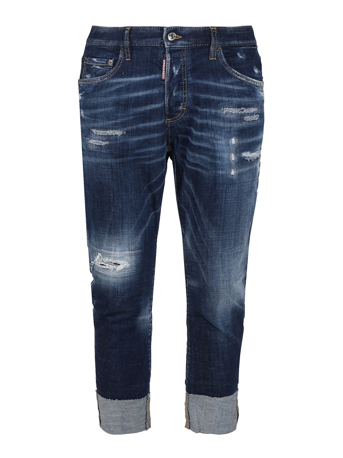 Dsquared2 Slim Cotton Jeans In Lavado Oscuro