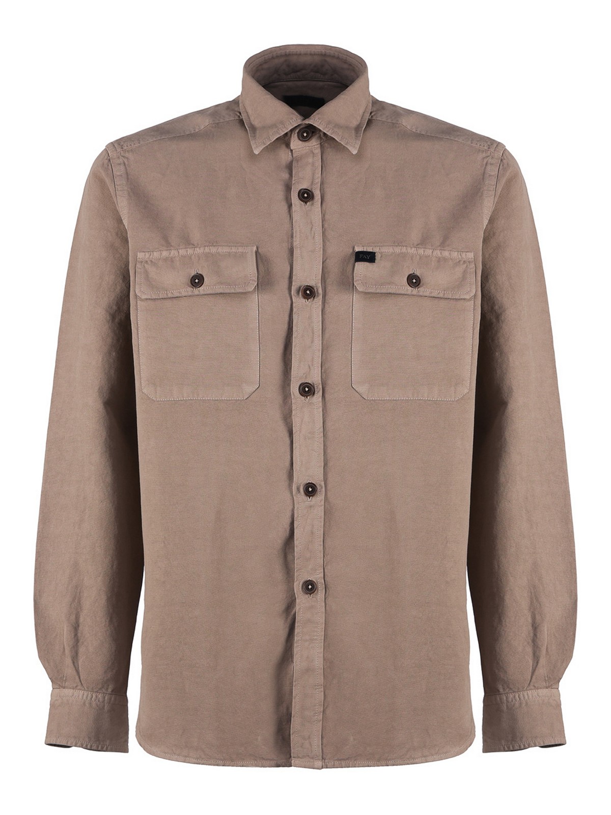 Fay French Collar Shirt In Beige