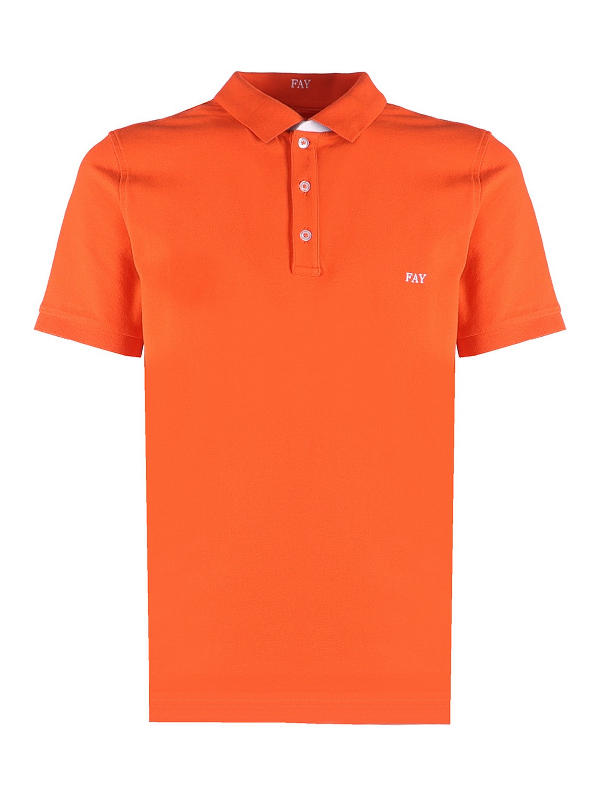 Fay Stretch Cotton Polo In Orange