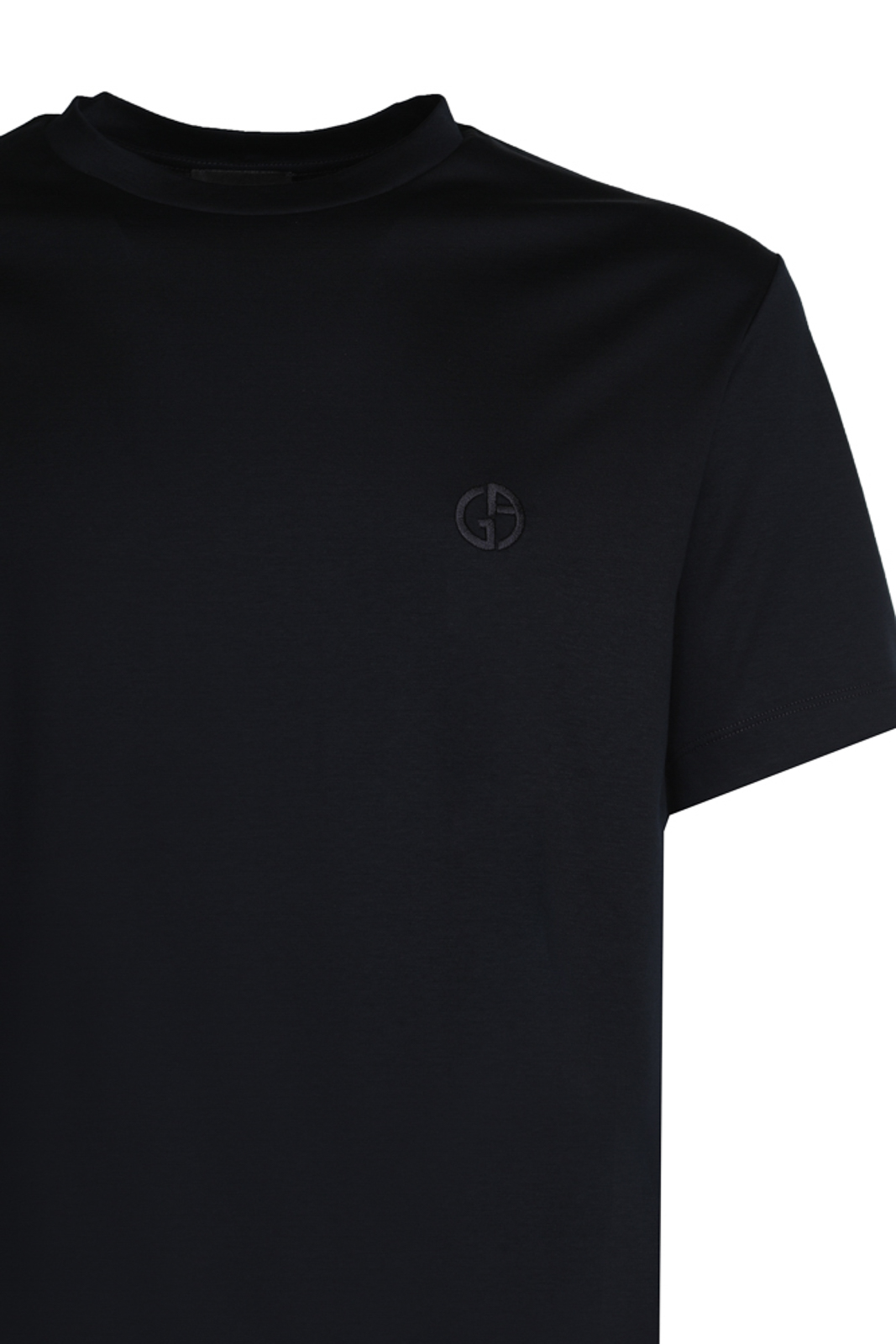 Shop Giorgio Armani Cotton T-shirt With Embroidered Logo In Black