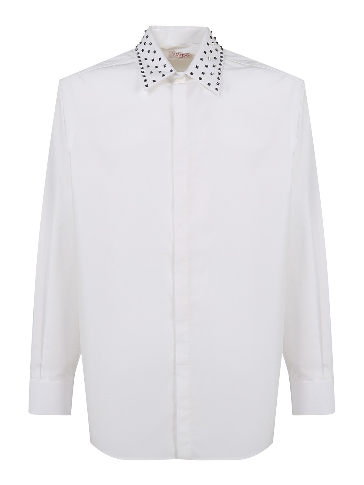 Valentino Long-sleeved Shirt With Stud Collar In White