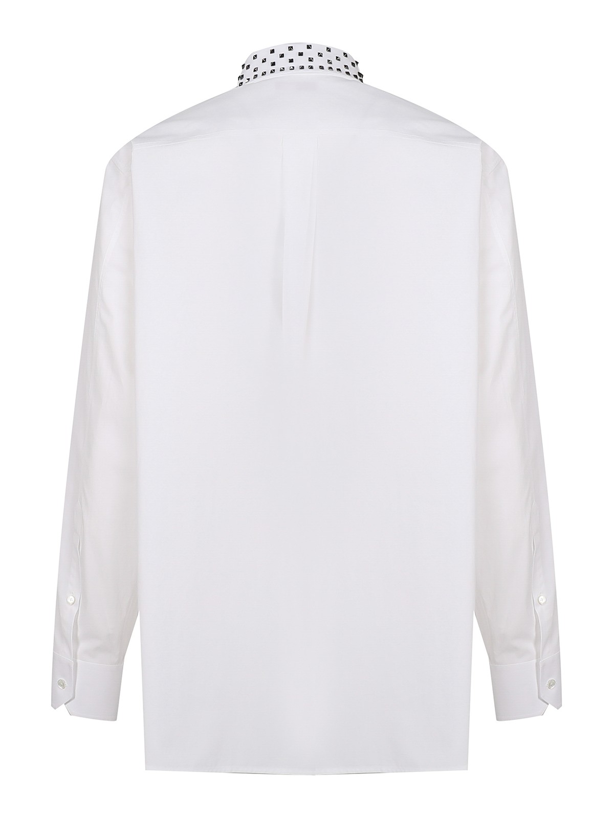 Shop Valentino Long-sleeved Shirt With Stud Collar In White