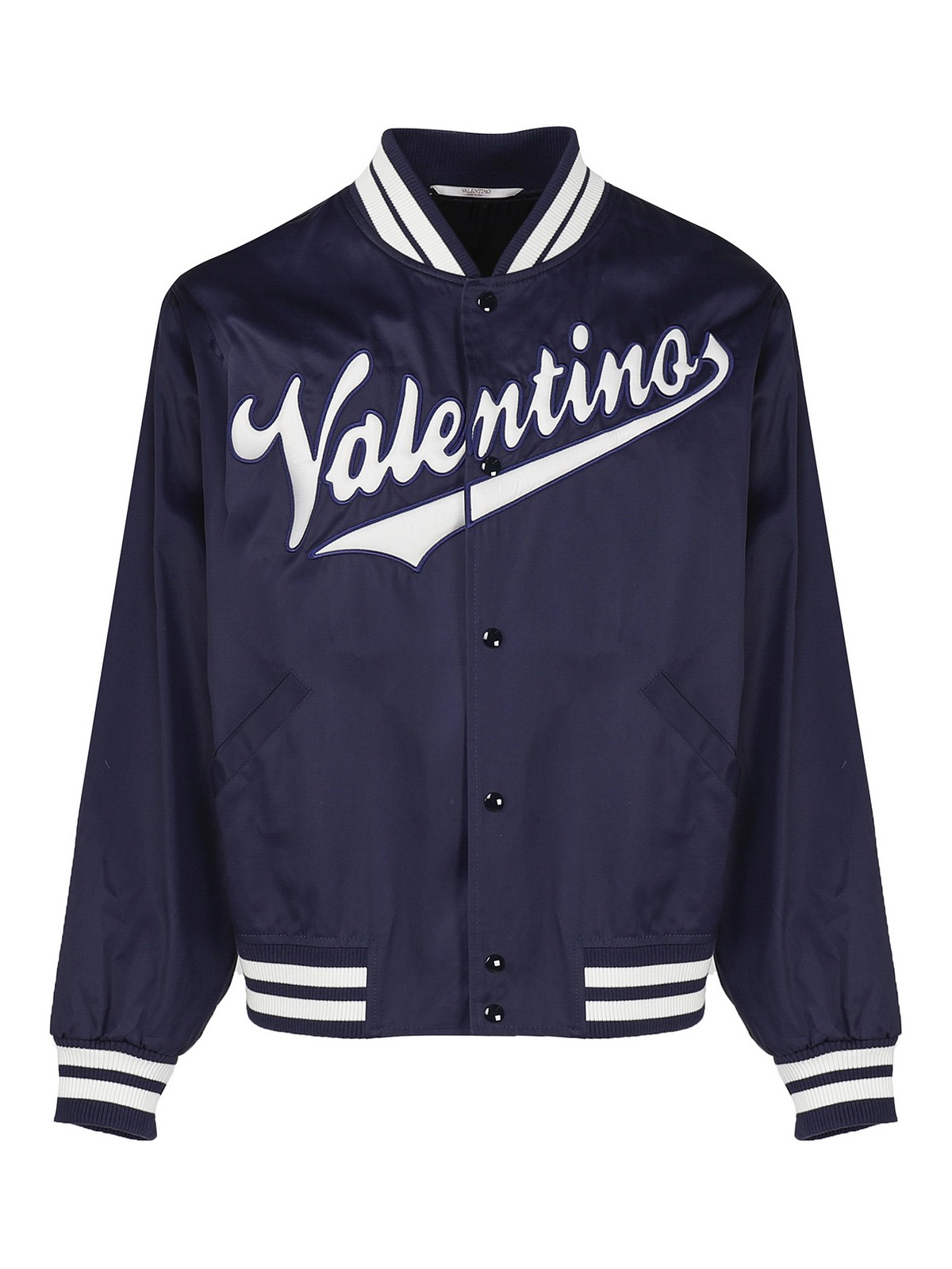 Shop Valentino College Jacket In Cotton In Blue