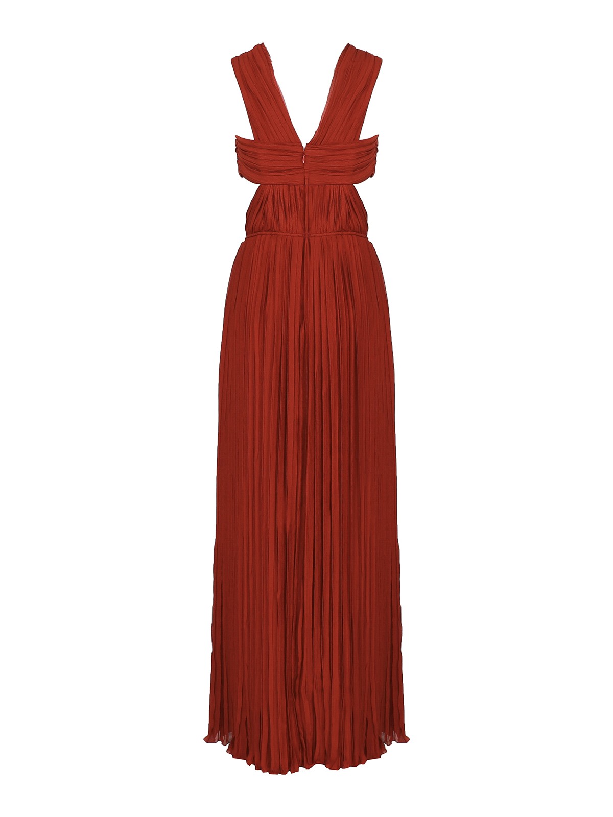 Shop Chloé Long Cut-out Dress In Silk In Red