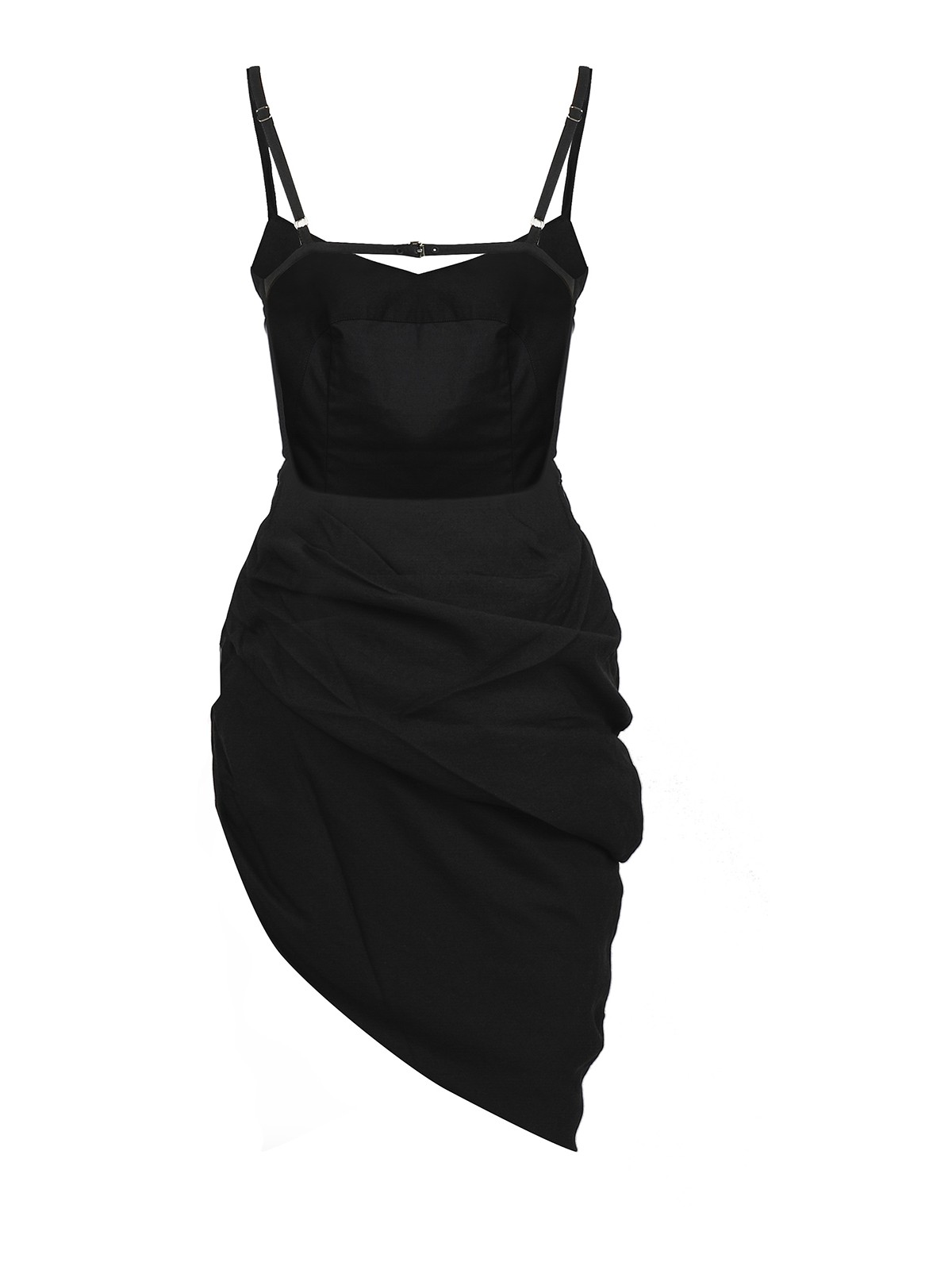 Shop Jacquemus Saudade Asymmetric Draped Mini Dress In Negro