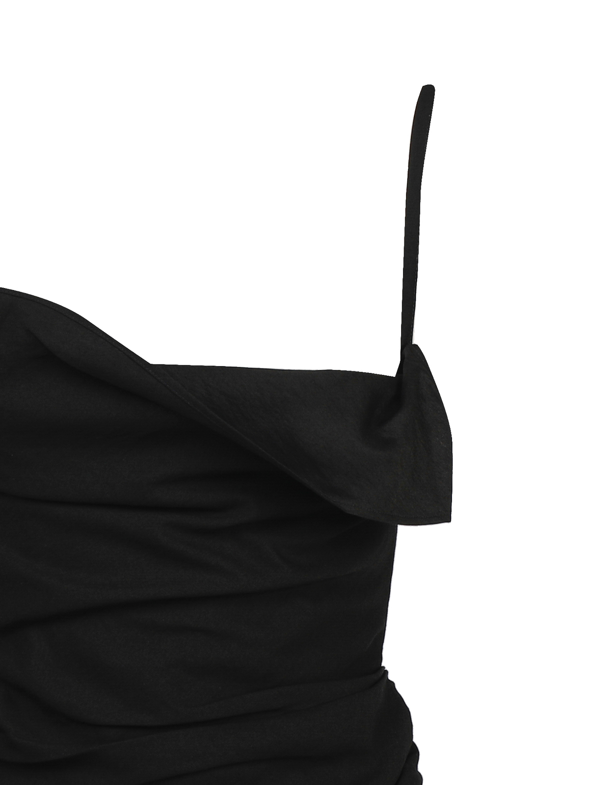 Shop Jacquemus Saudade Asymmetric Draped Mini Dress In Negro