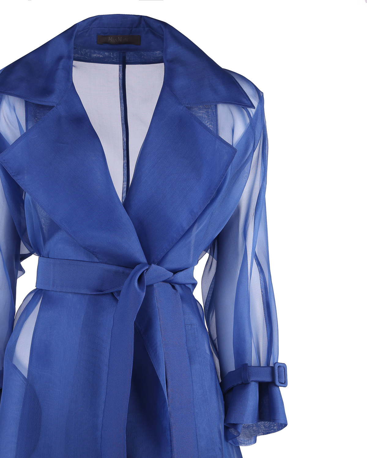 Shop Max Mara Rauche Organza Coat In Blue