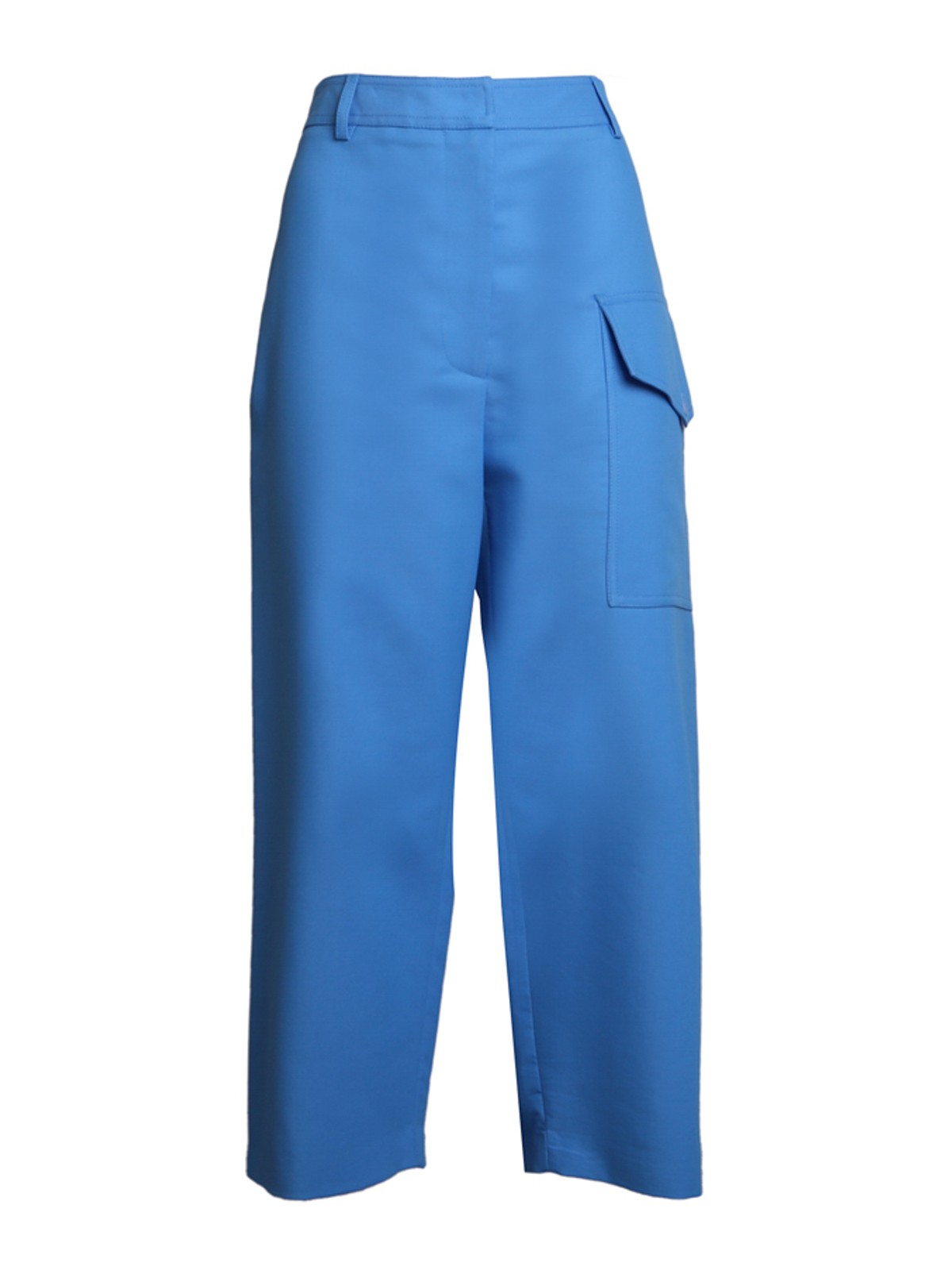 Shop Stella Mccartney Cropped Cotton Trousers In Azul