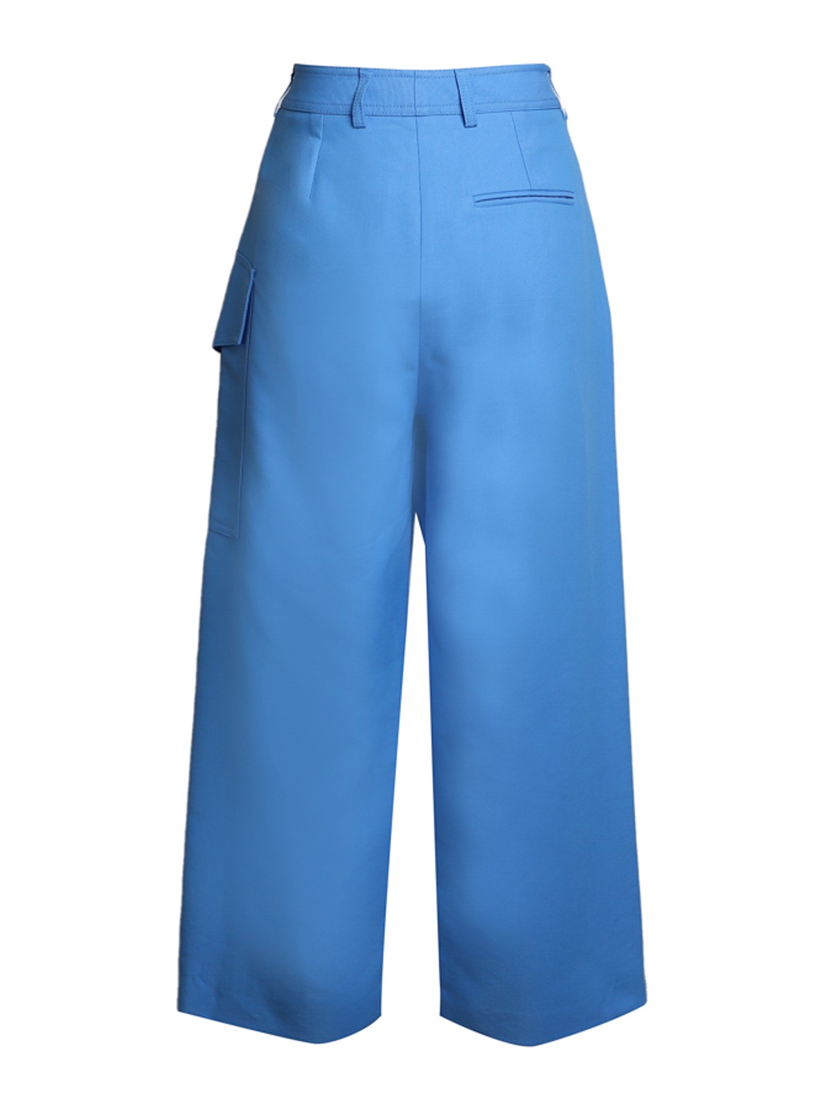 Shop Stella Mccartney Cropped Cotton Trousers In Azul