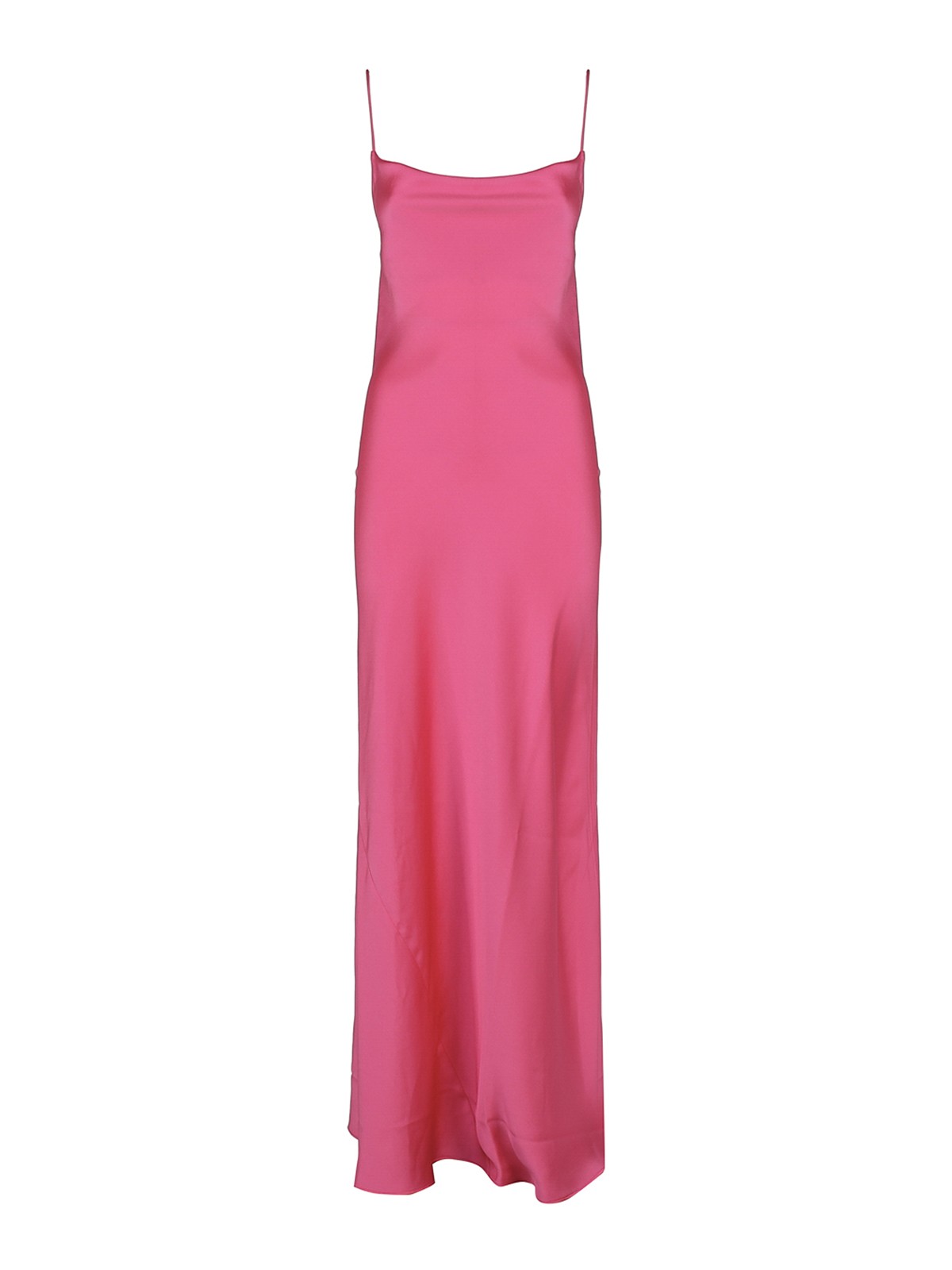 The Andamane Isabelle Satin Crepe Long Dress In Fuchsia
