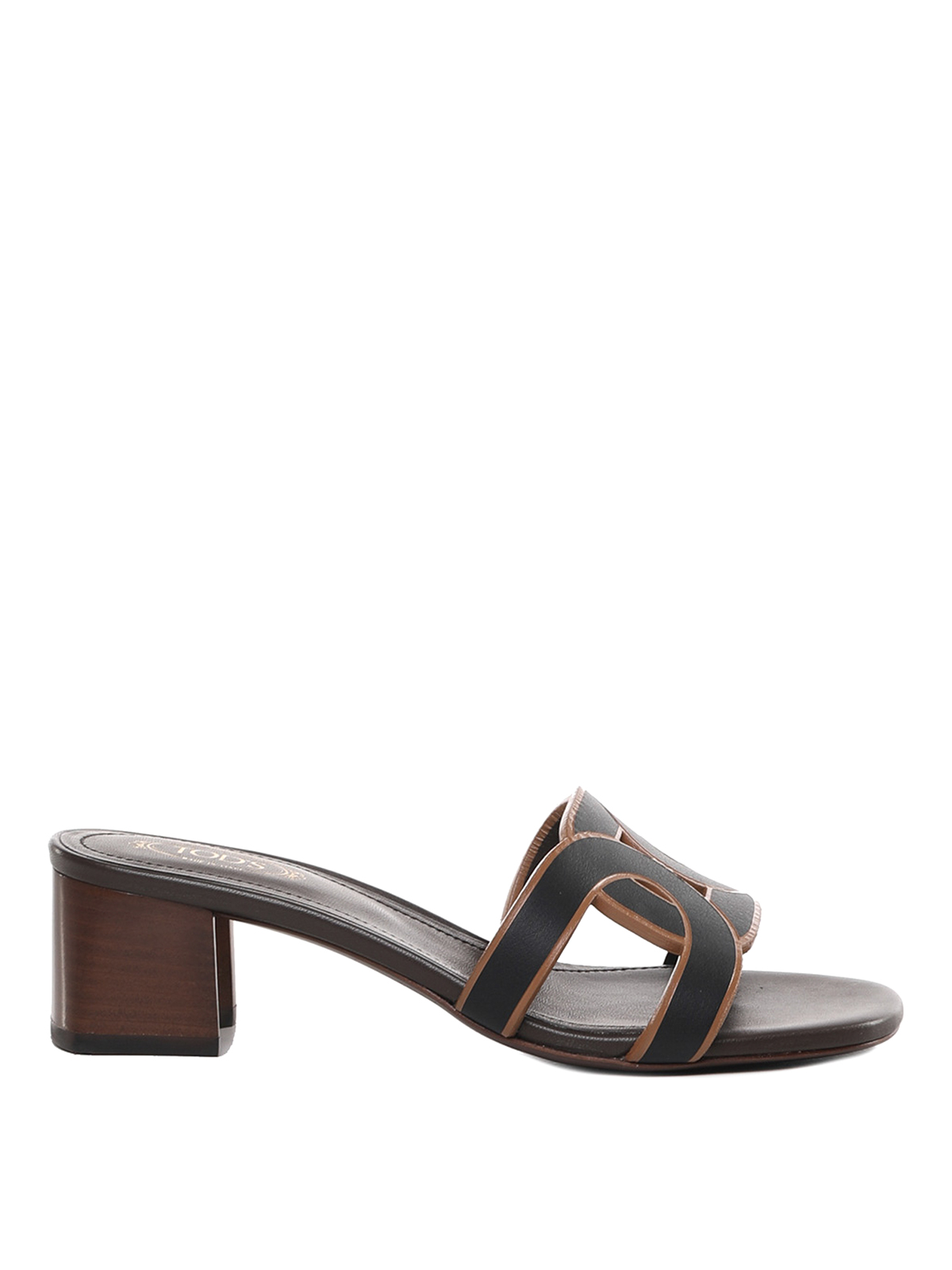Shop Tod's Mules With Leather Buckle In Brown