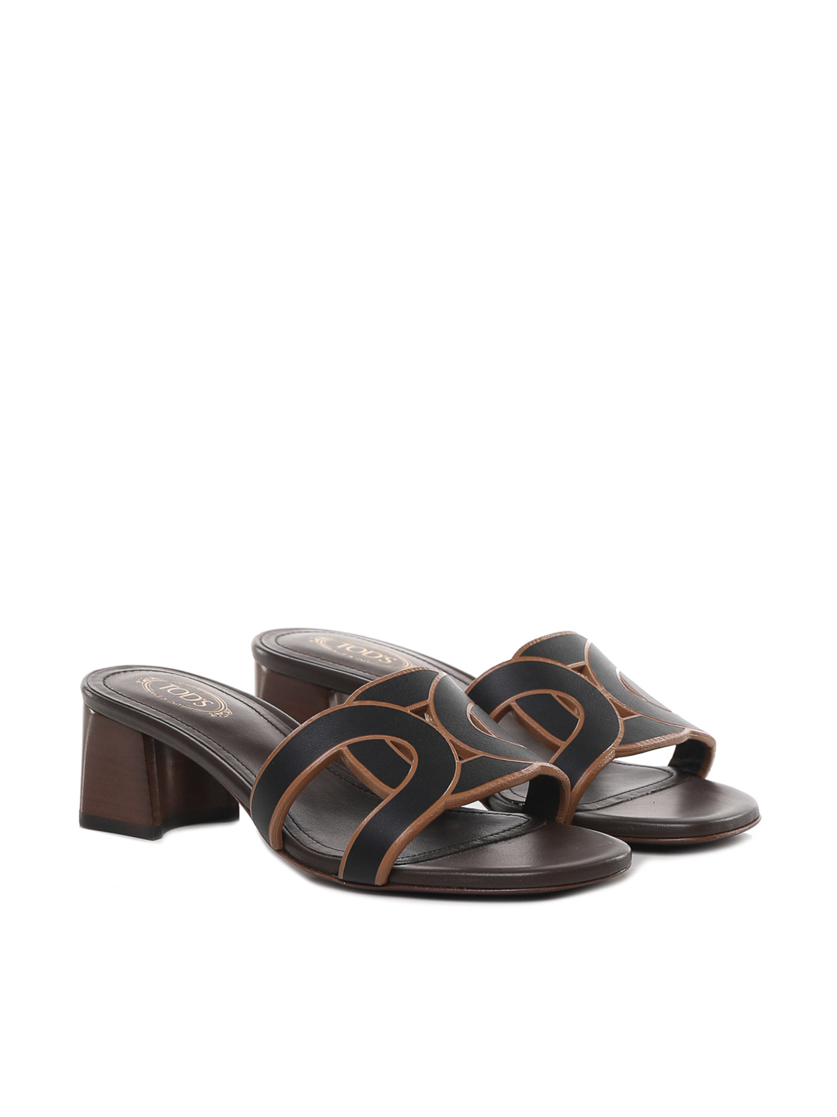 Shop Tod's Mules With Leather Buckle In Brown