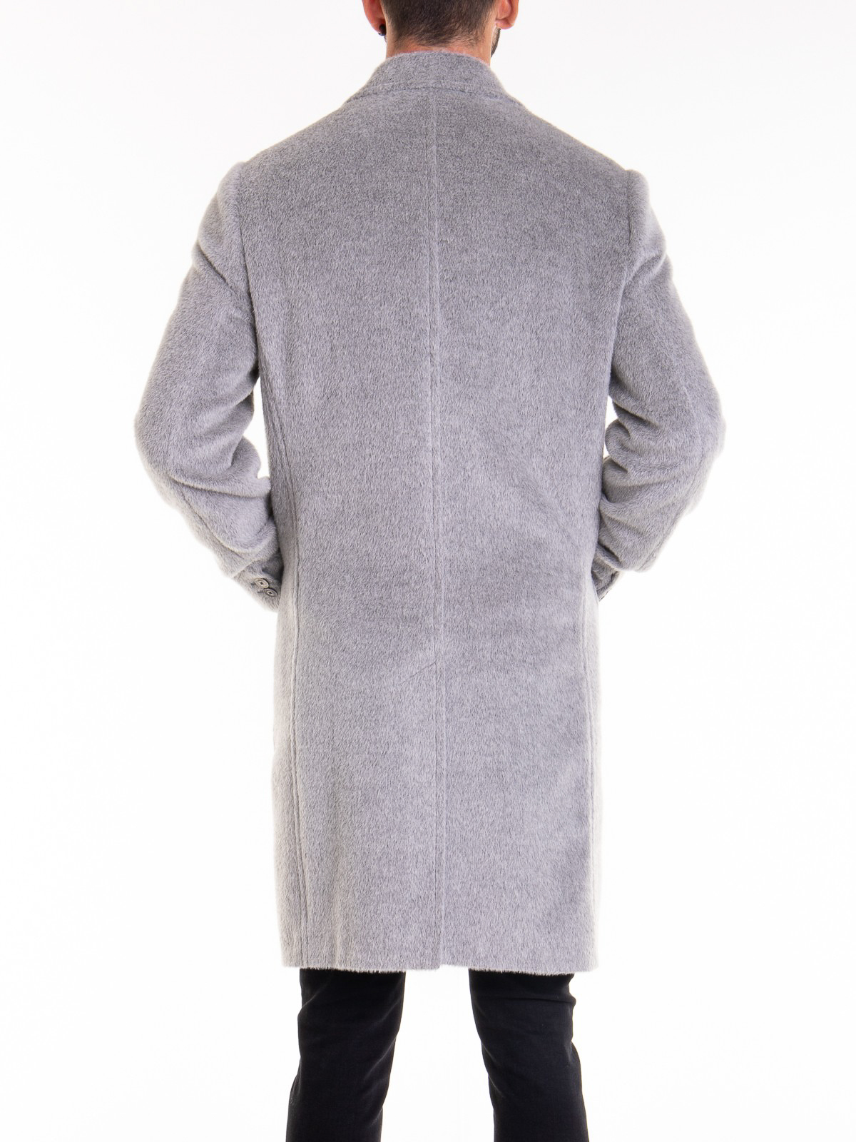Shop Emporio Armani Grey Wool Blend Coat