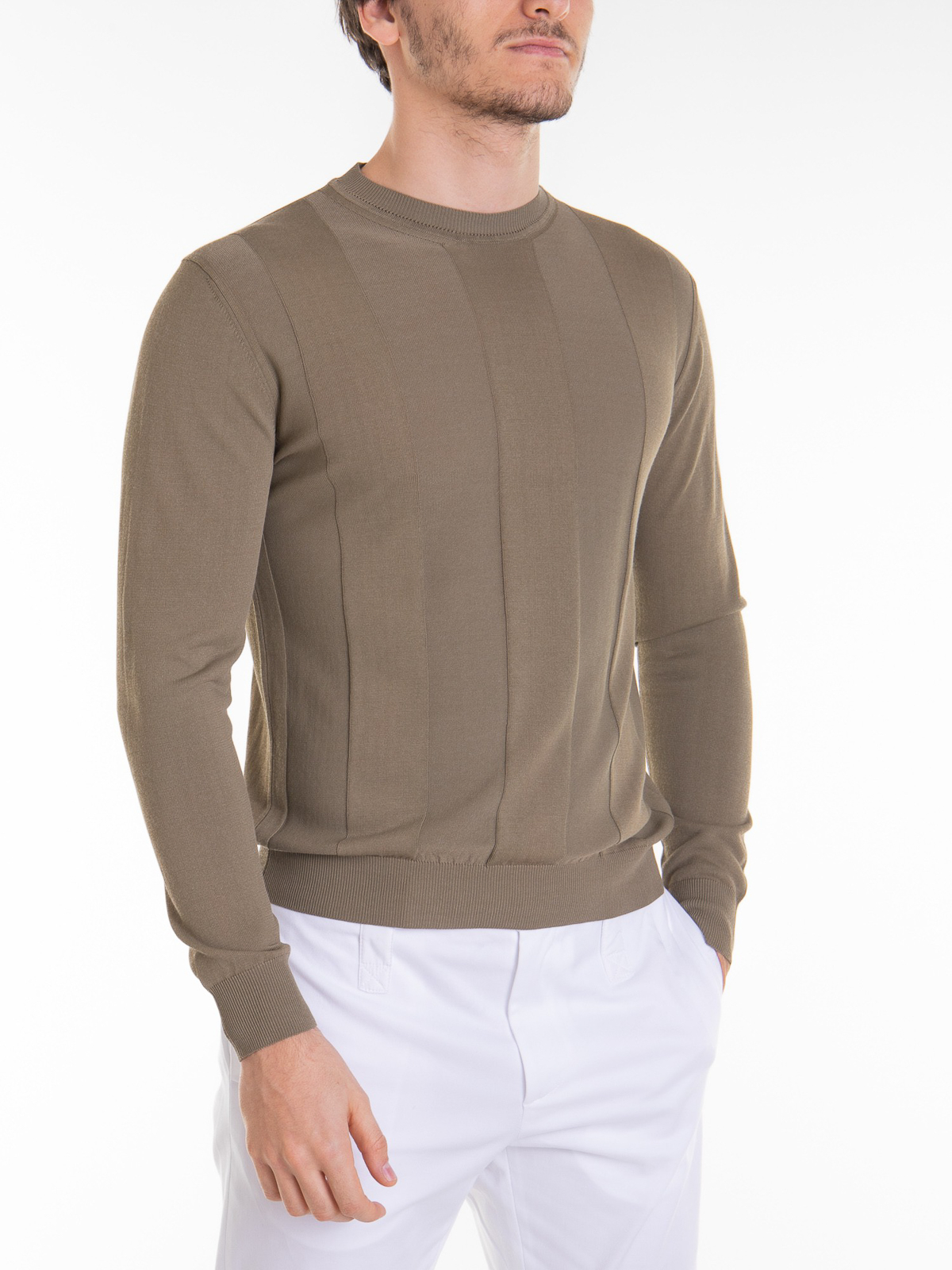 Shop Les Hommes Green Cotton Blend Sweater