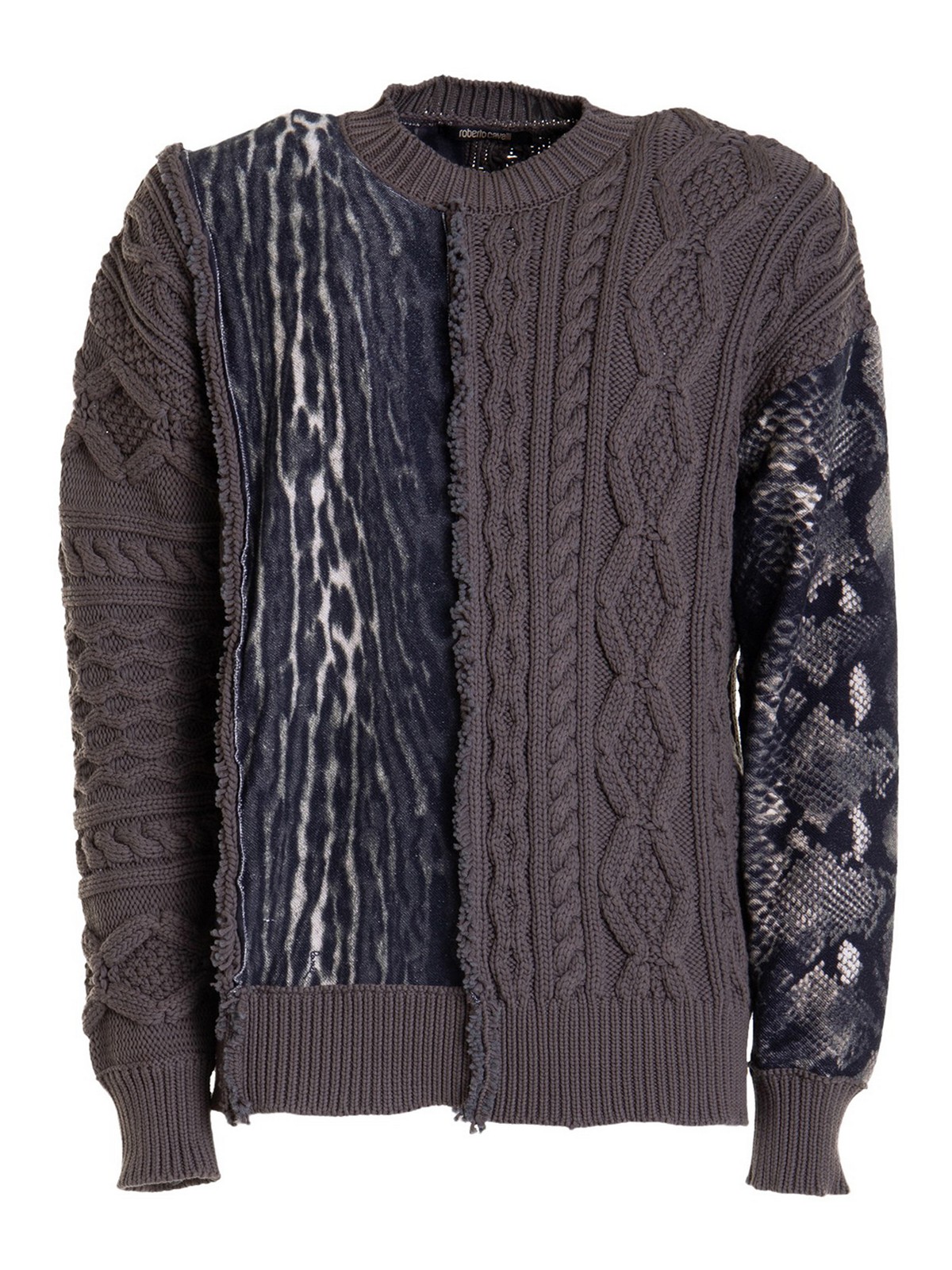 Roberto Cavalli Brown Cotton Blend Sweater
