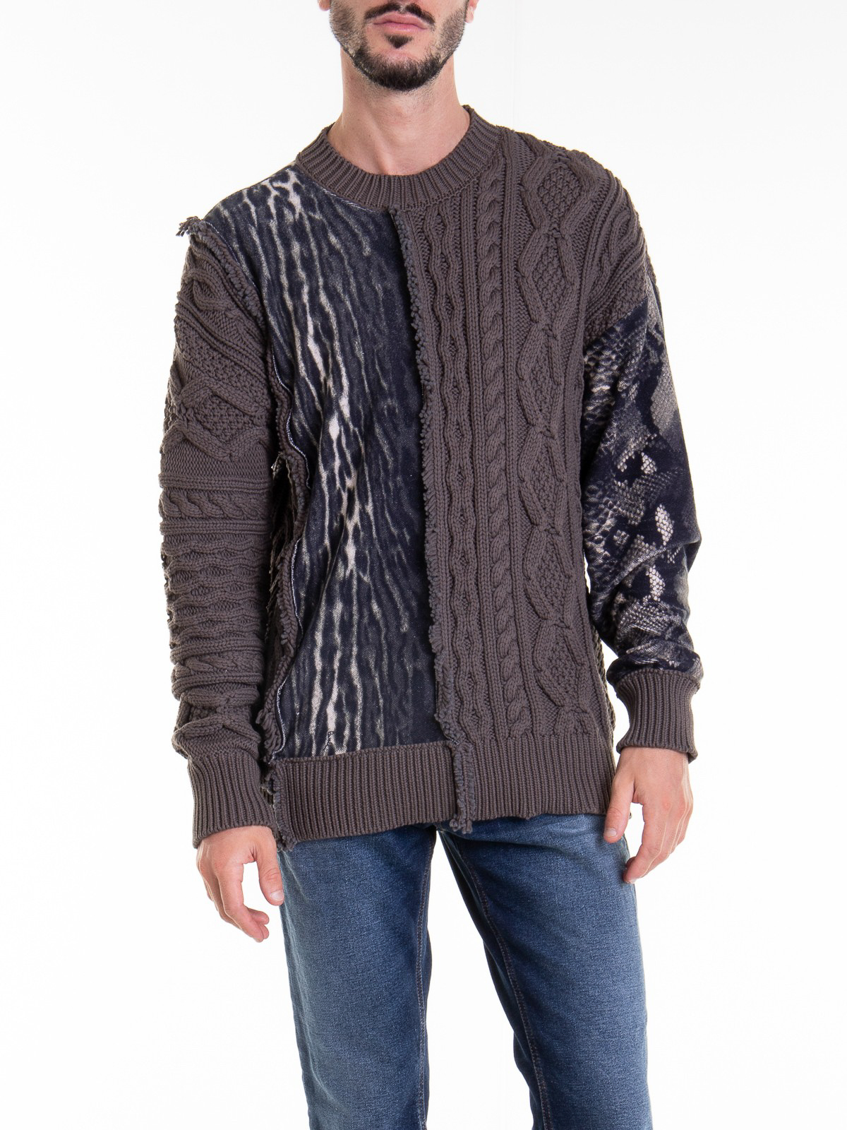 Shop Roberto Cavalli Brown Cotton Blend Sweater