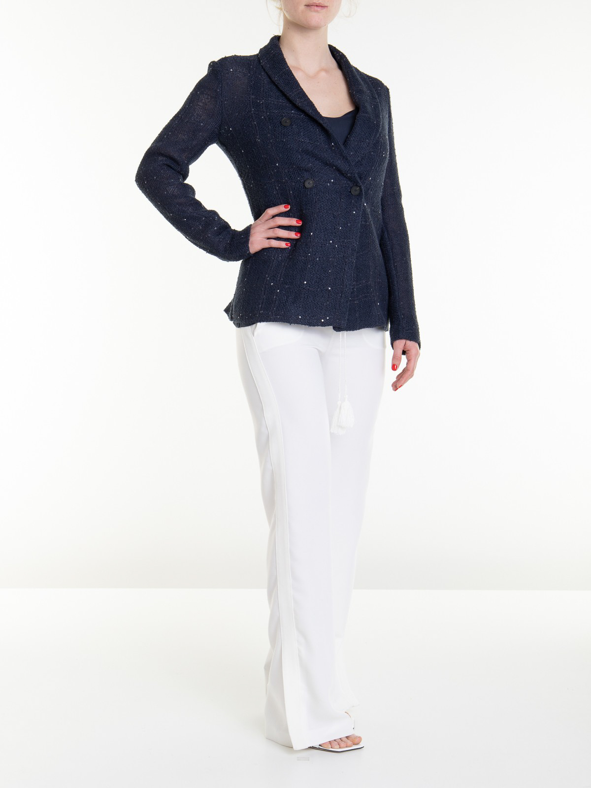 Fabiana Filippi Blue linen blend jacket | GCD272B763F7830000VRU