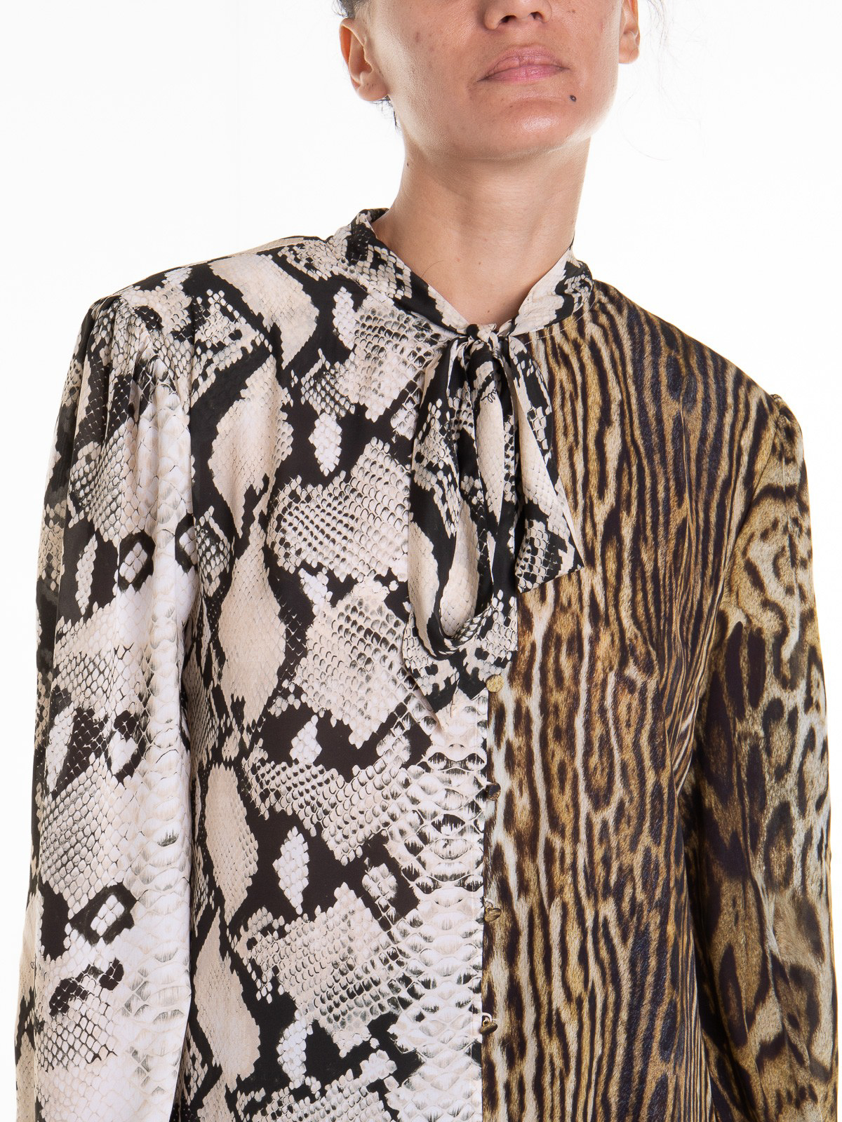 Shop Roberto Cavalli Beige Tech Fabric Shirt