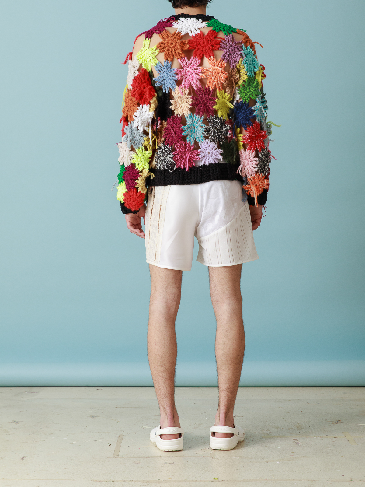 Shop Cavia Romeo Floral Motif Crochet Sweater In Multicolour