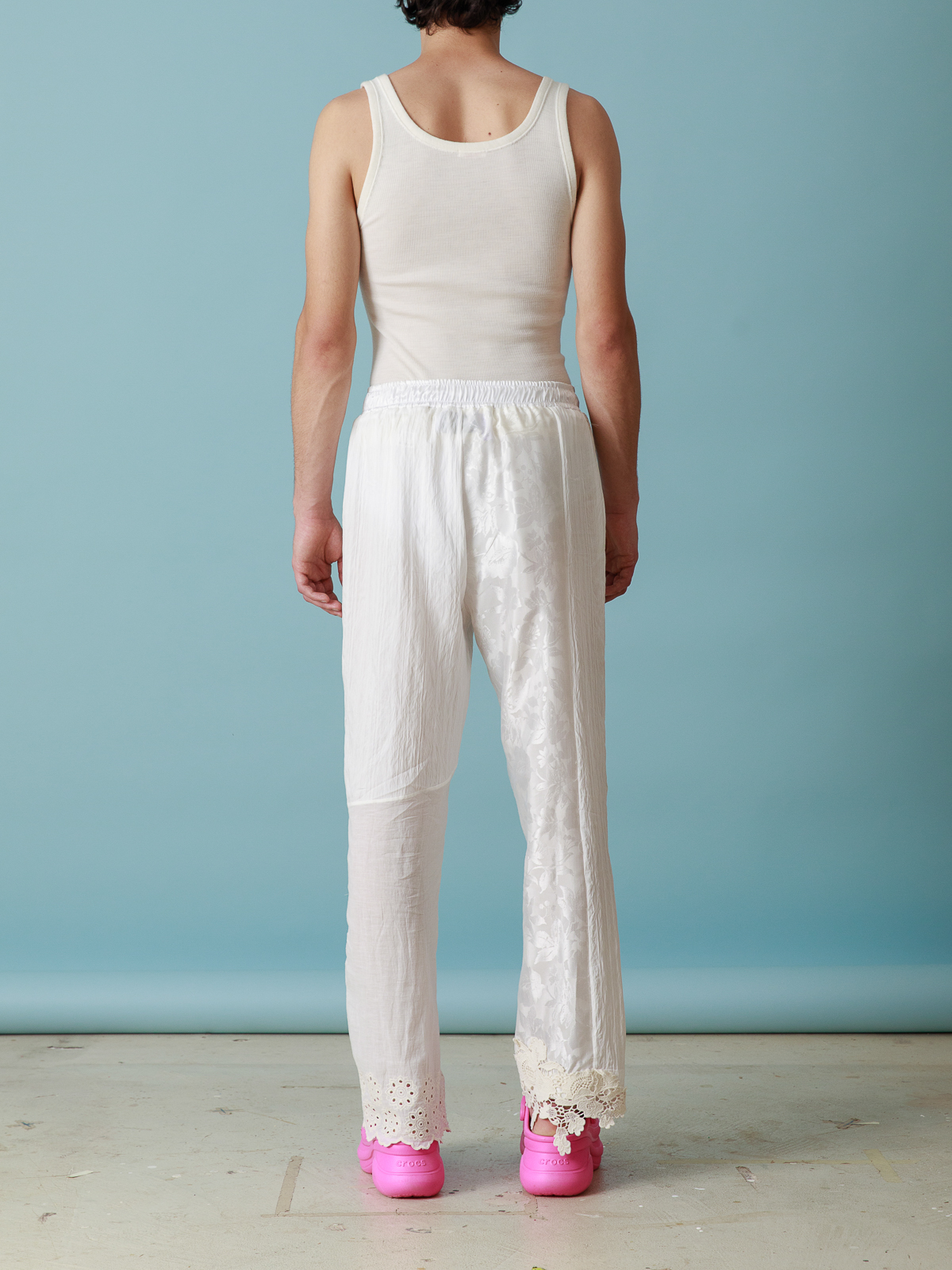 Shop Cavia Mika Lace Patchwork Pants In White