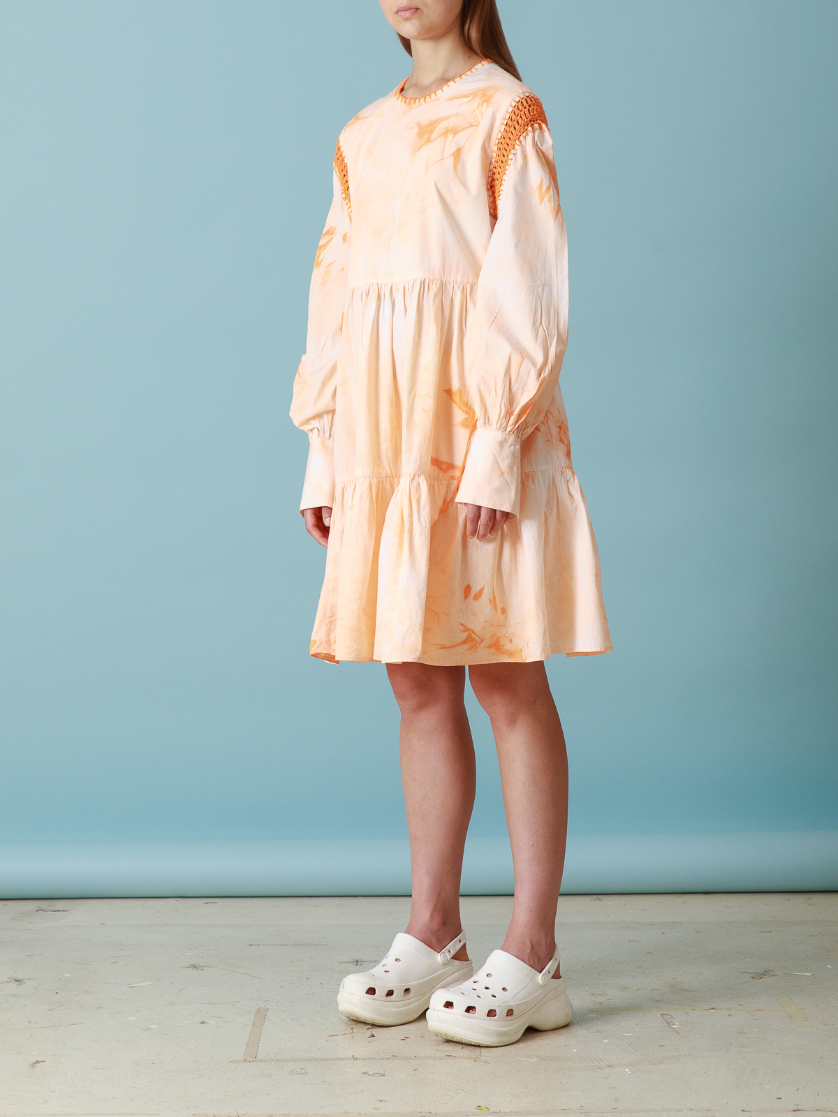 Shop Cavia Mafalda Tie Dye Printed Dress In Naranja