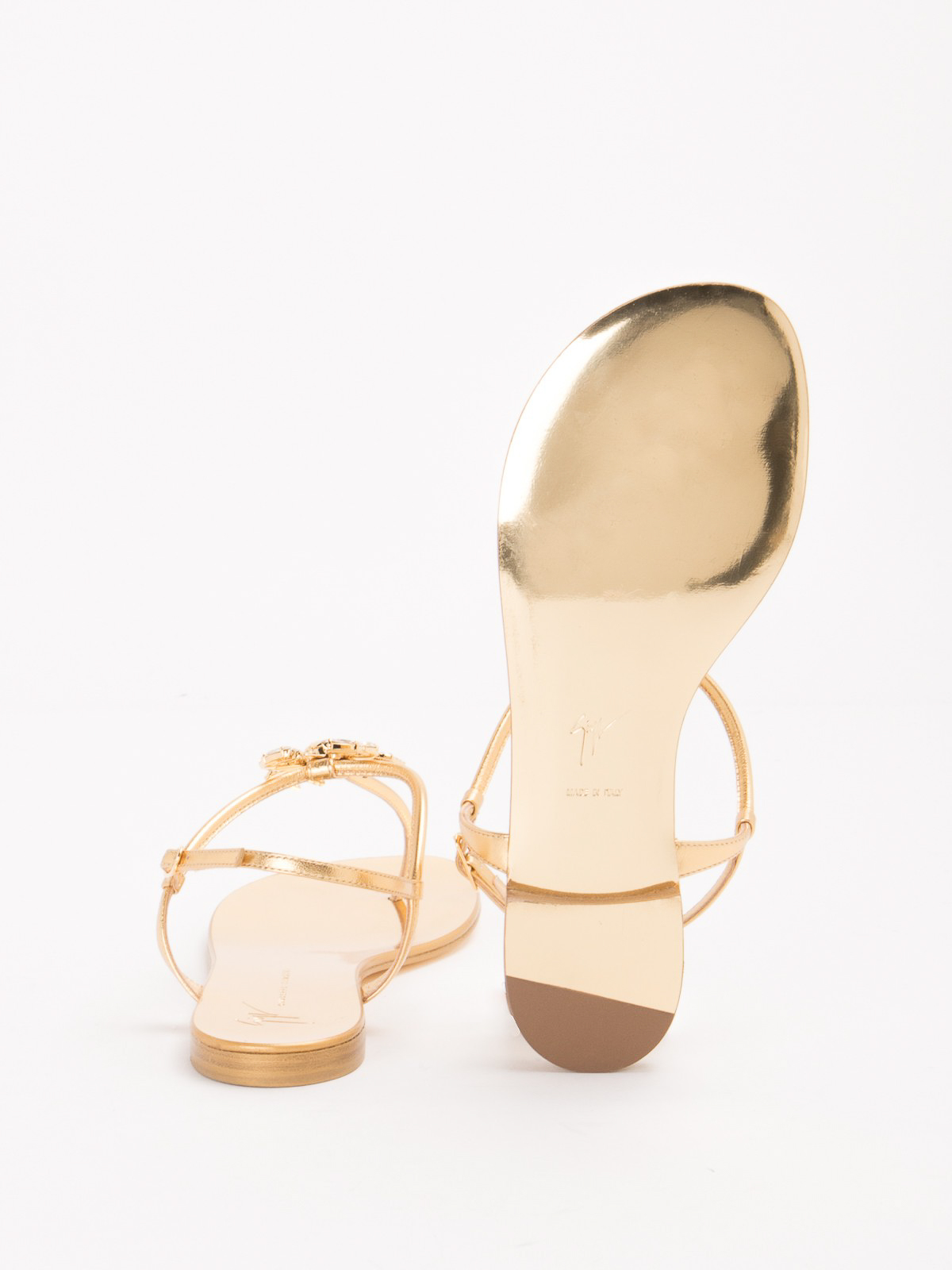 Sandals Giuseppe Zanotti - Gold leather sandals - E200082ROCK10METAL