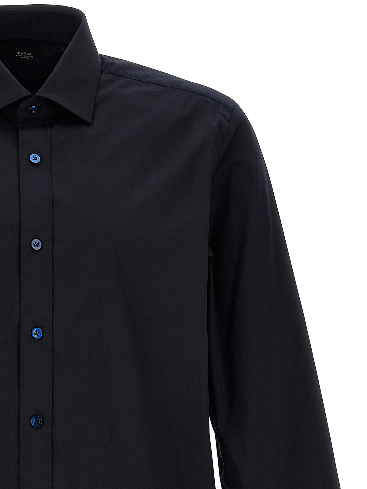 Shop Barba Cotton Shirt With Cuffed Sleeves In Blue