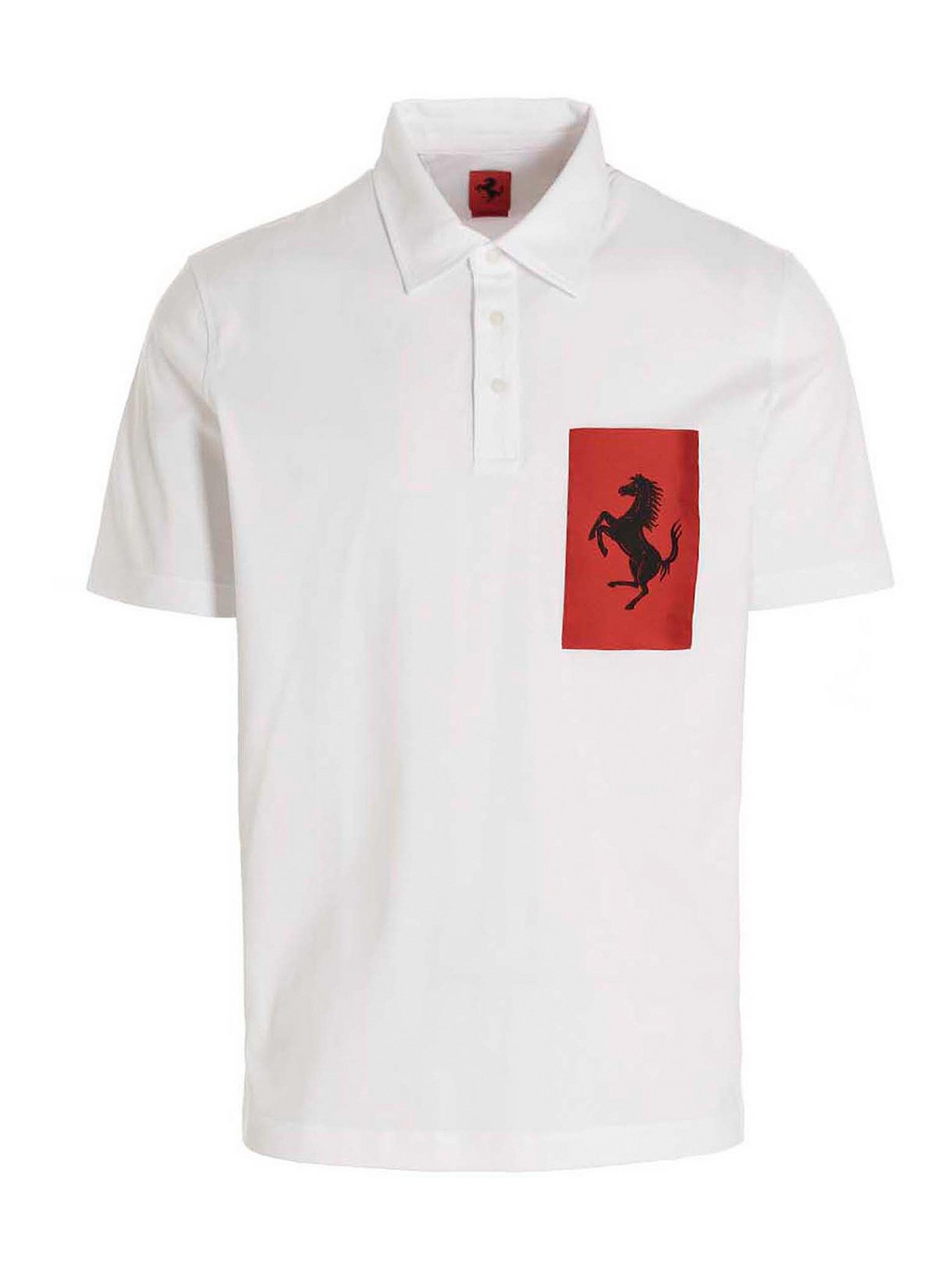 Ferrari Label Pocket Polo Shirt In White