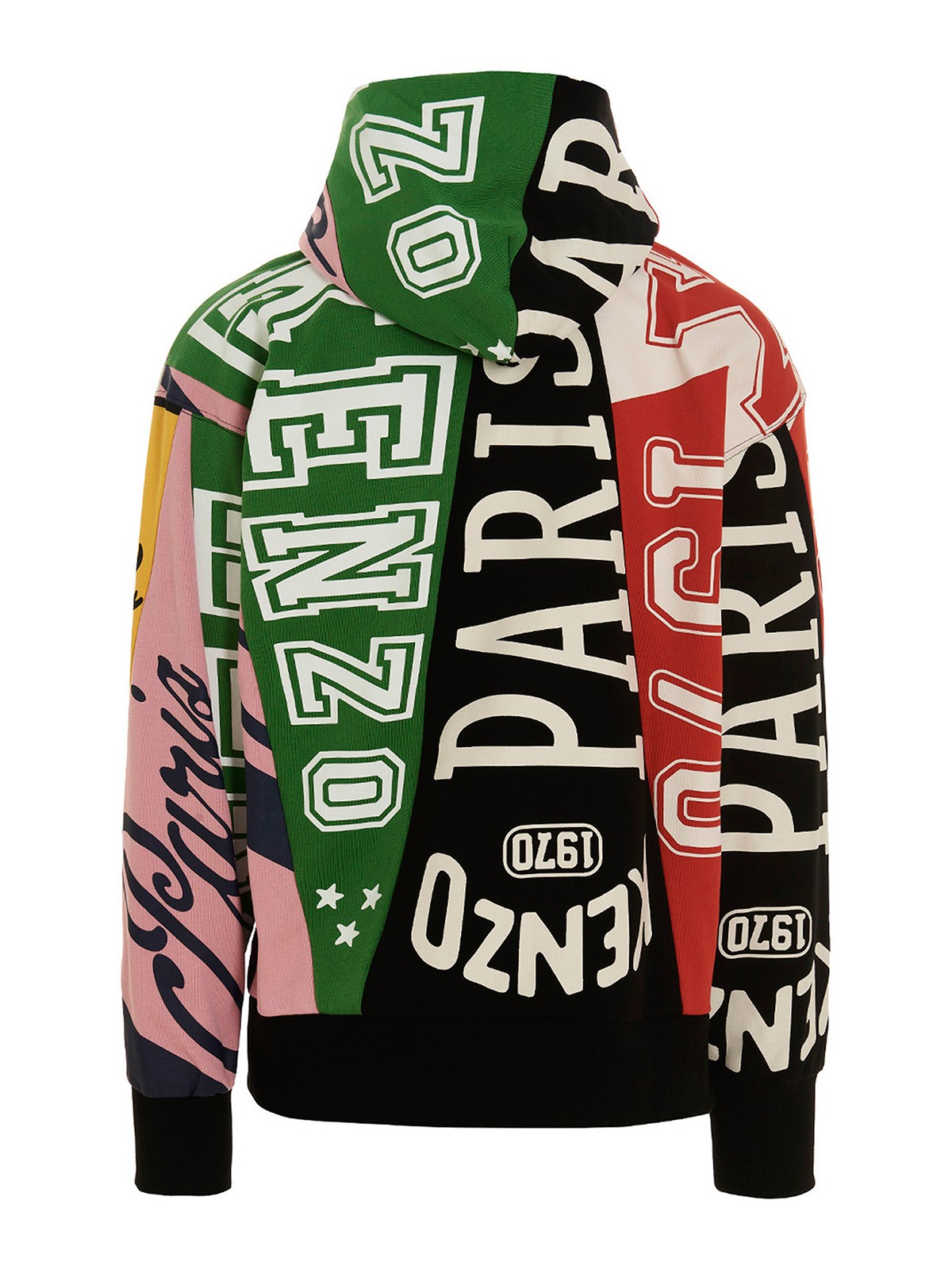 Shop Kenzo Cotton Hoodie With All-over Print In Multicolour