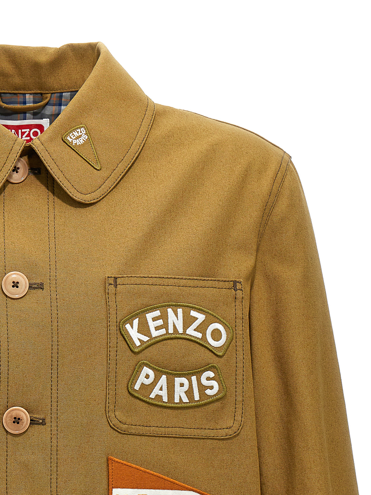 Shop Kenzo Cotton Canvas Jacket In Green