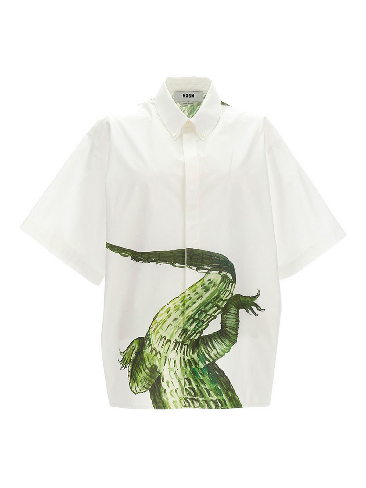 Shop Msgm Crocodile Shirt In White