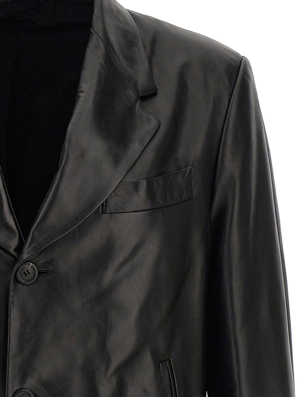 Shop Ferragamo Leather Blazer Jacket In Black
