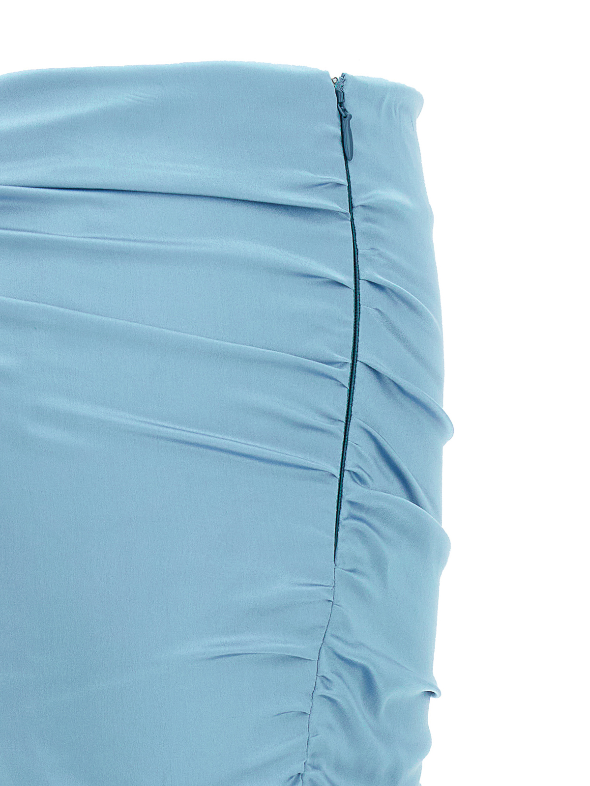 Shop Alessandra Rich Mini Satin Skirt In Blue