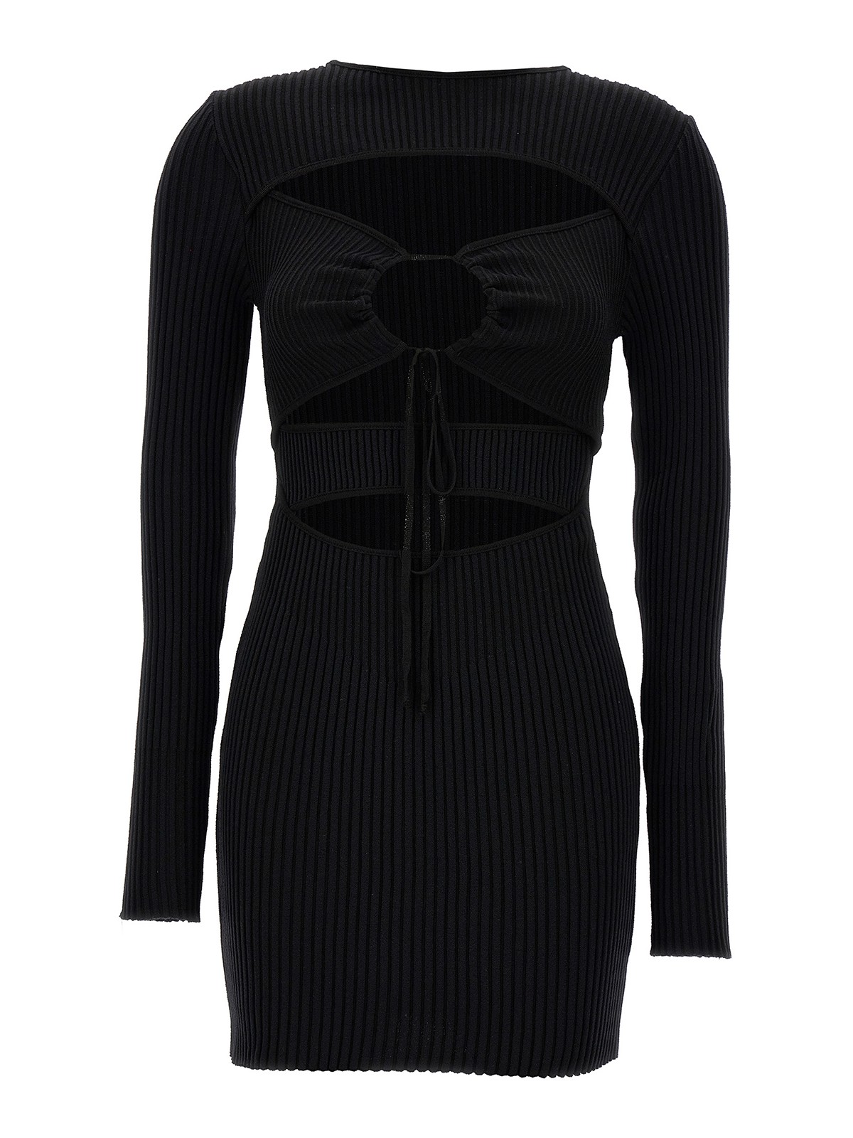 Shop Andreädamo Ribbed Knit Mini Dress In Black