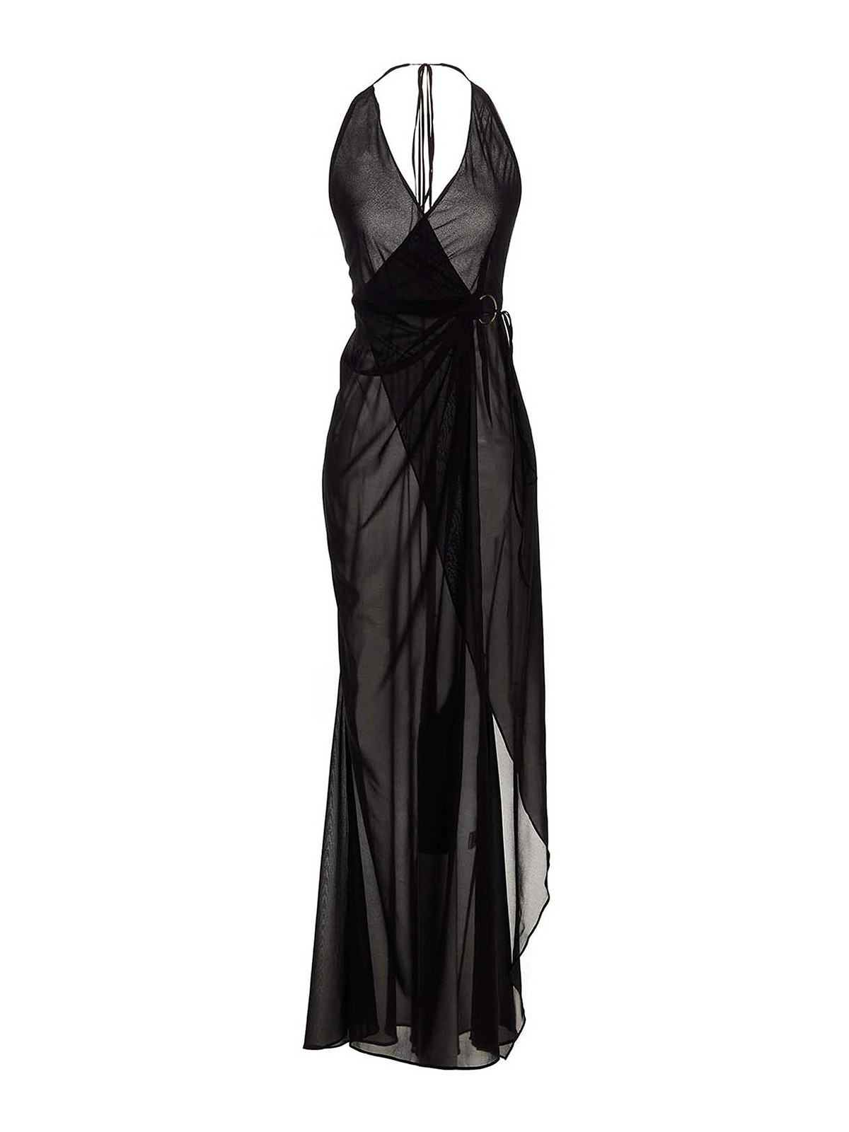Shop Louisa Ballou King Tide Silk Wrap Dress In Negro