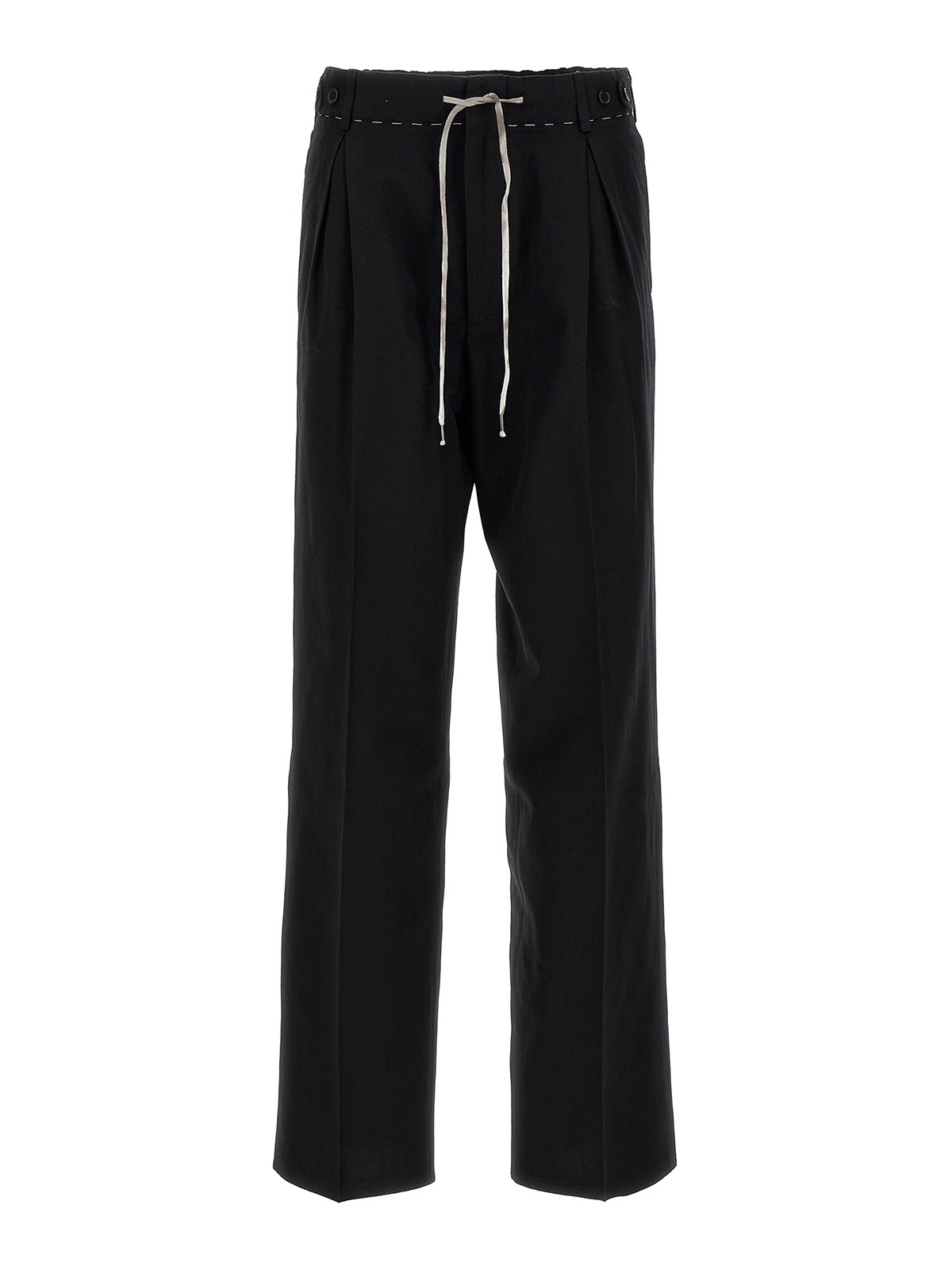 Shop Maison Margiela Drawstring Pants With Front Pleats In Black