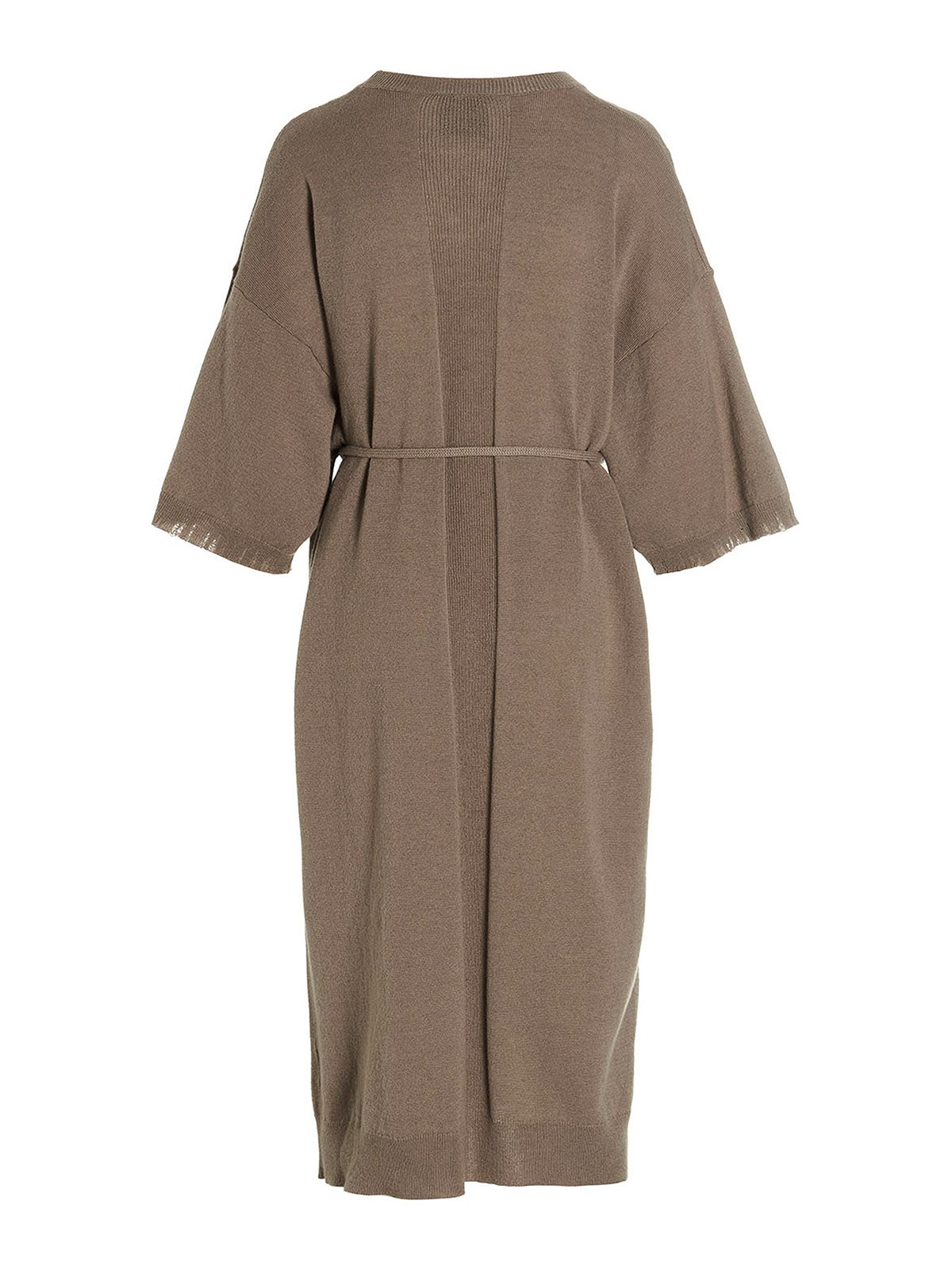 Shop Nude Knit Long Dress In Beige
