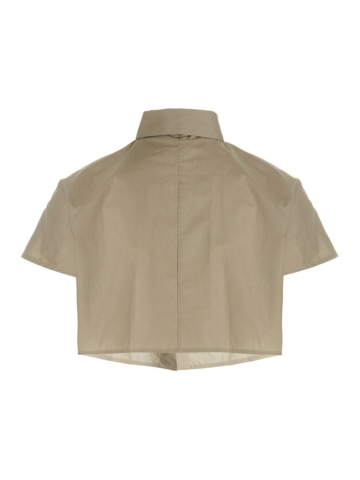 Shop Nude Cotton Cropped Shirt In Beige