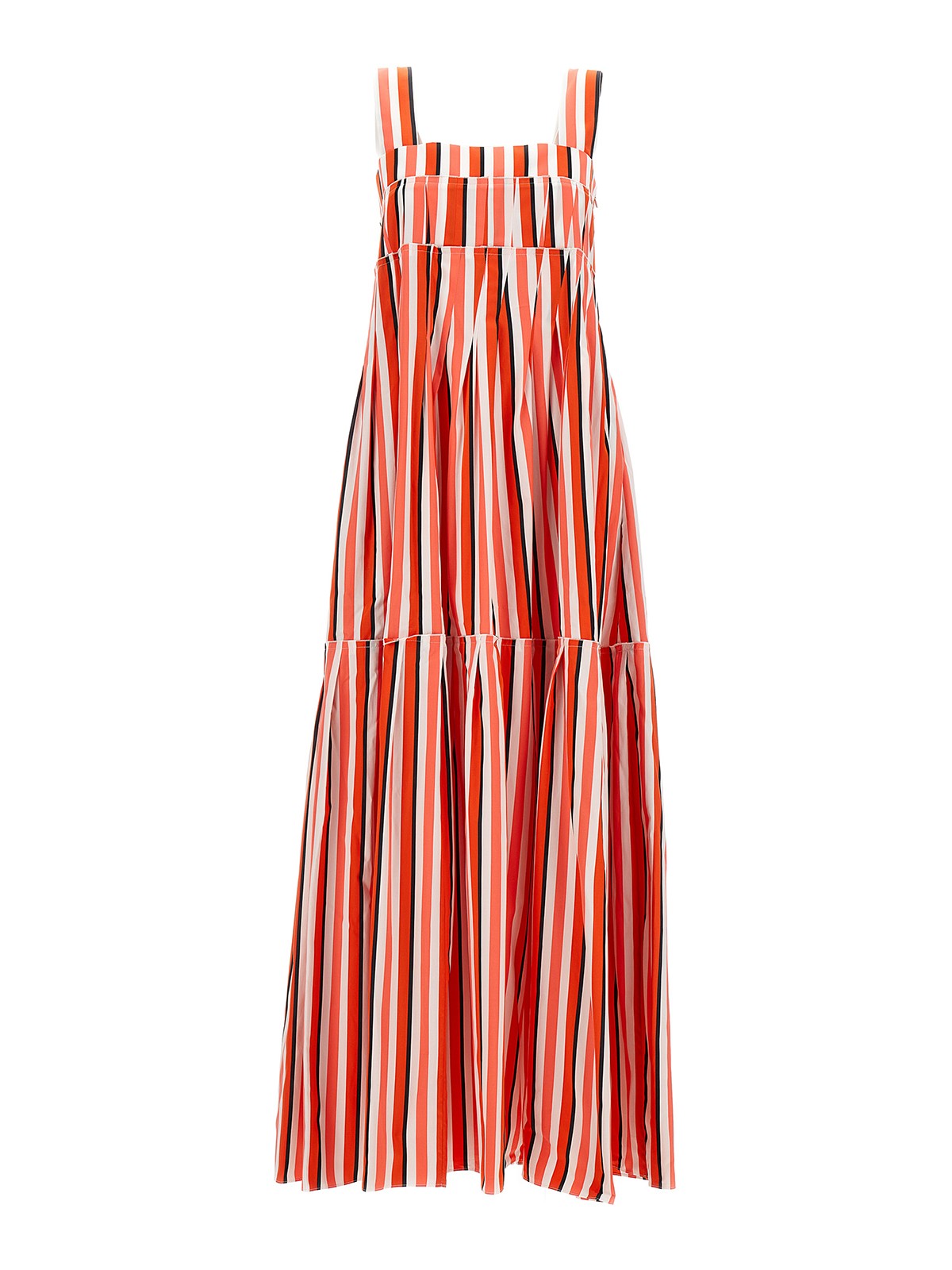 Shop Plan C Long Striped Cotton Dress In Multicolour