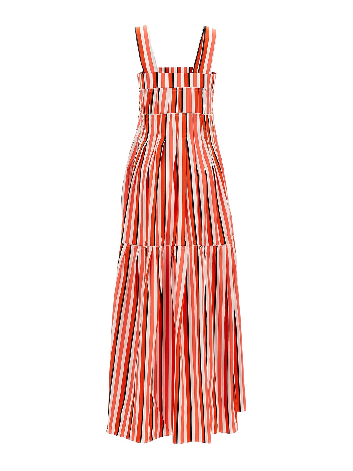 Shop Plan C Long Striped Cotton Dress In Multicolour