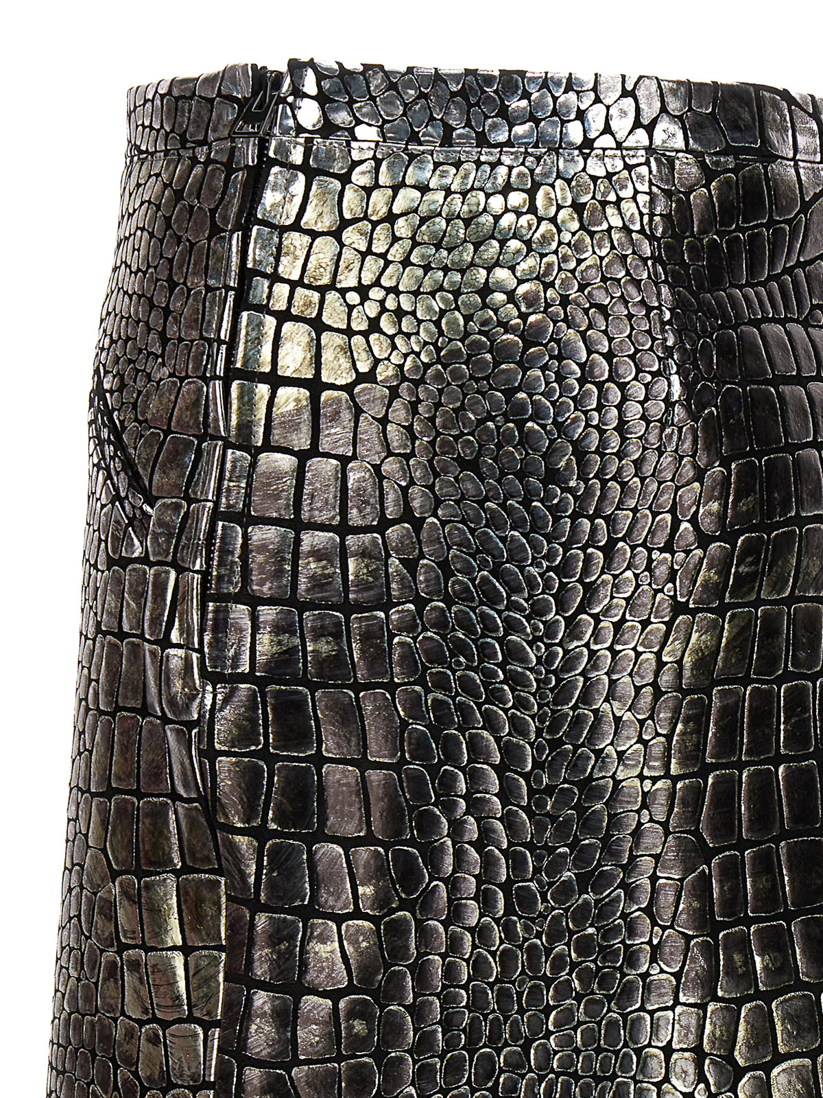 Shop Tom Ford Laminated Croc Skirt In Silver