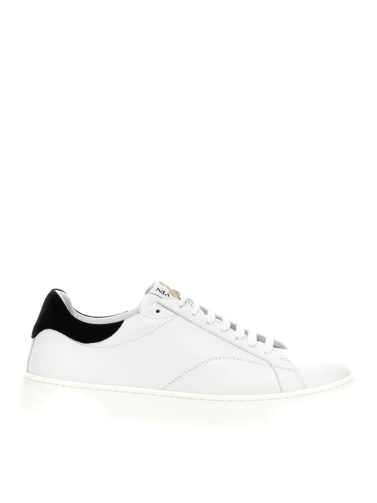 Lanvin Leather Trainers With Contrast Heel In Blanco