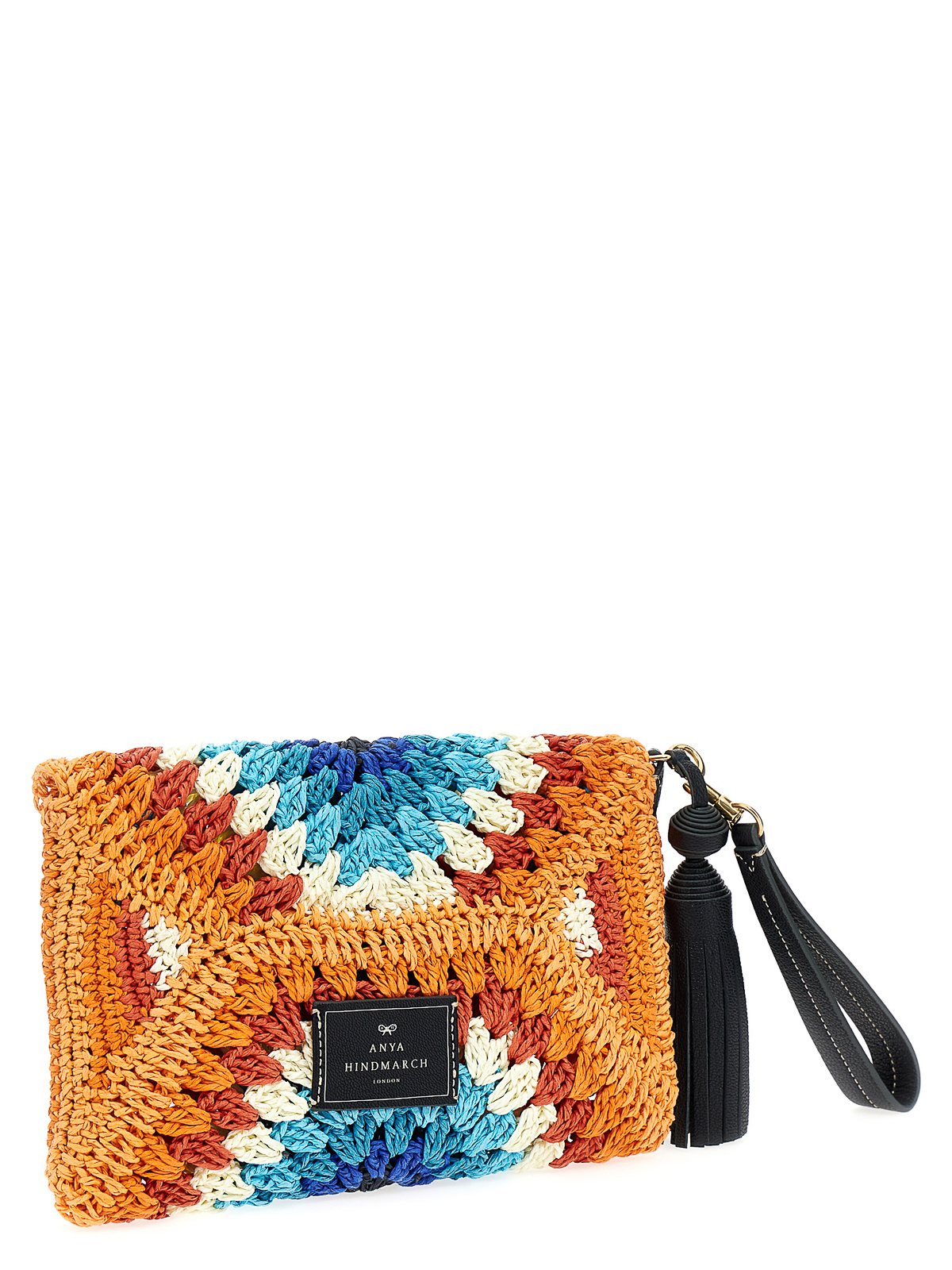 【ANYA HINDMARCH】Elnett tasseled clutch クラッチ ANYA HINDMARCH Elnett Tasseled Printed Metallic Crinkled