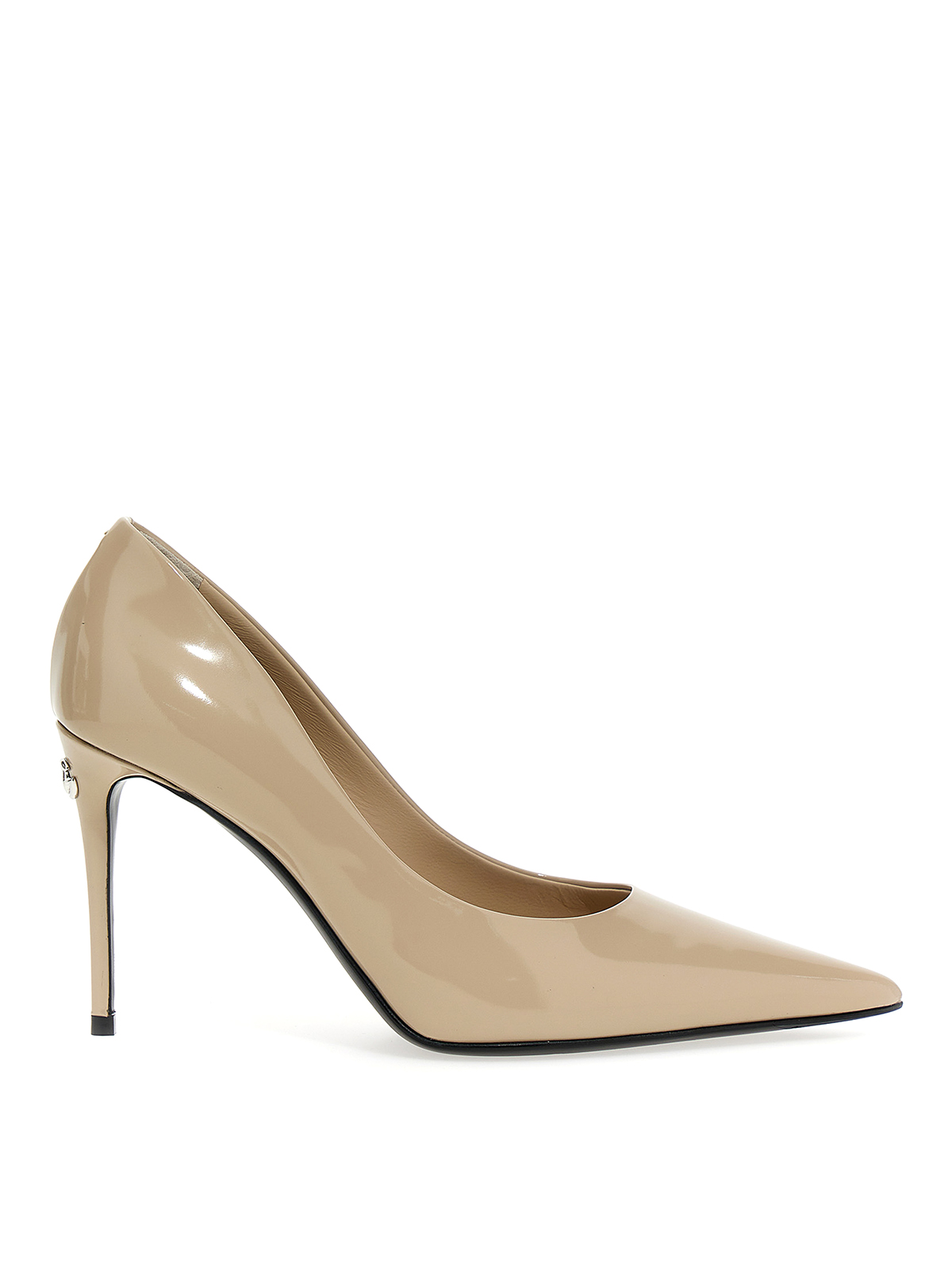 Dolce & Gabbana Logo Pumps In Shiny Calf Leather In Color Carne Y Neutral