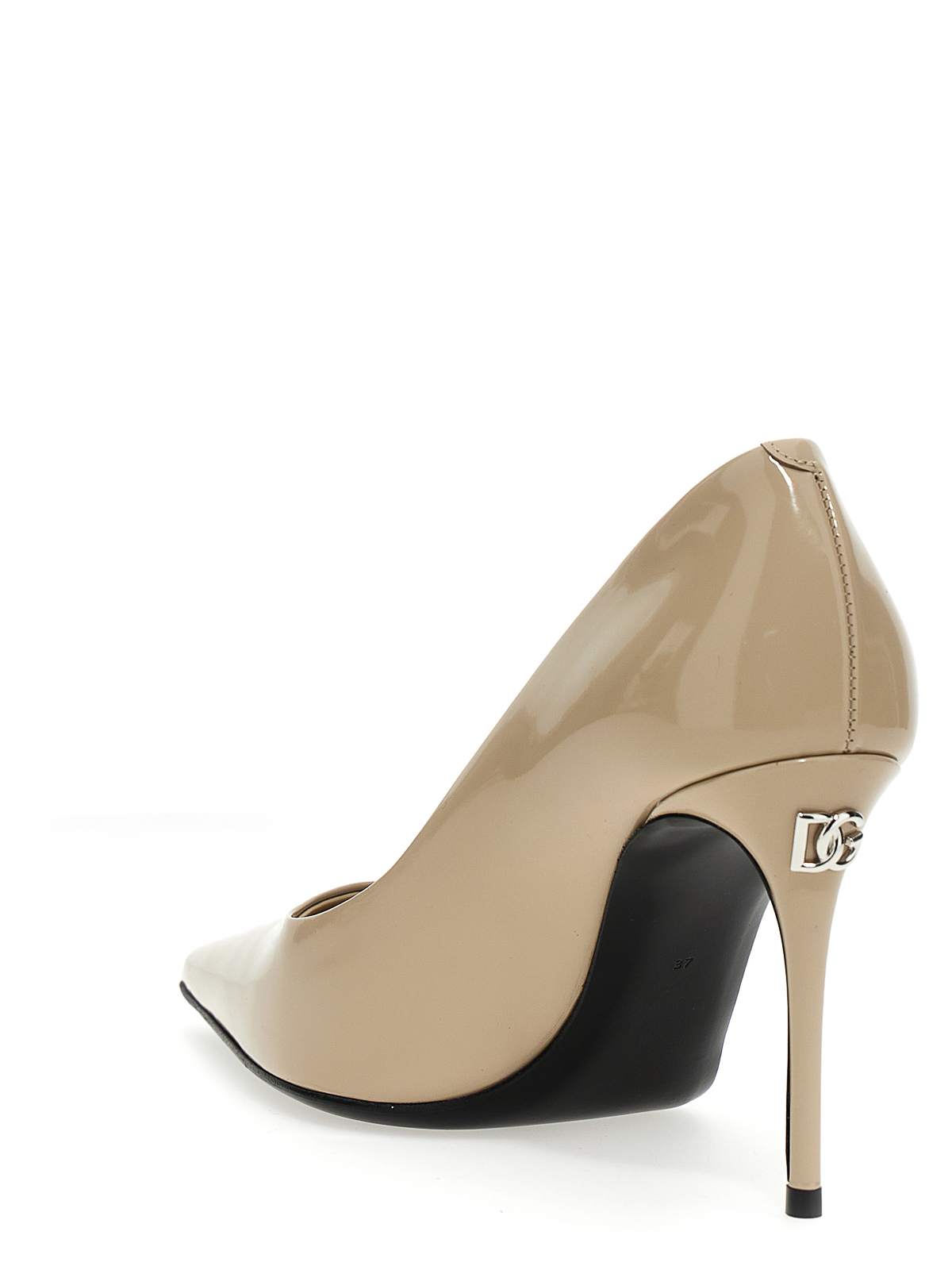 Shop Dolce & Gabbana Logo Pumps In Shiny Calf Leather In Color Carne Y Neutral