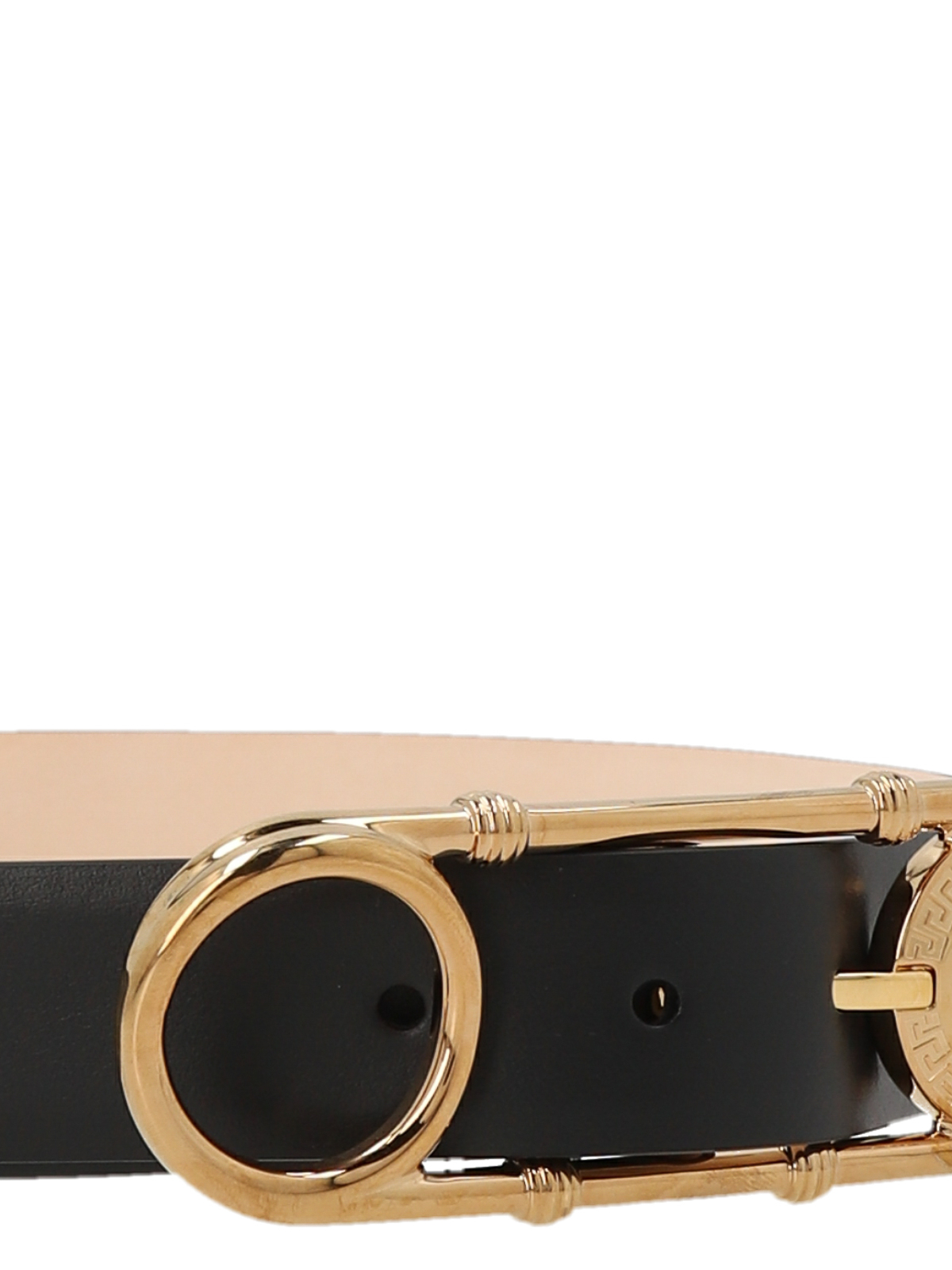 Shop Versace Leather Belt With Buckle In Negro
