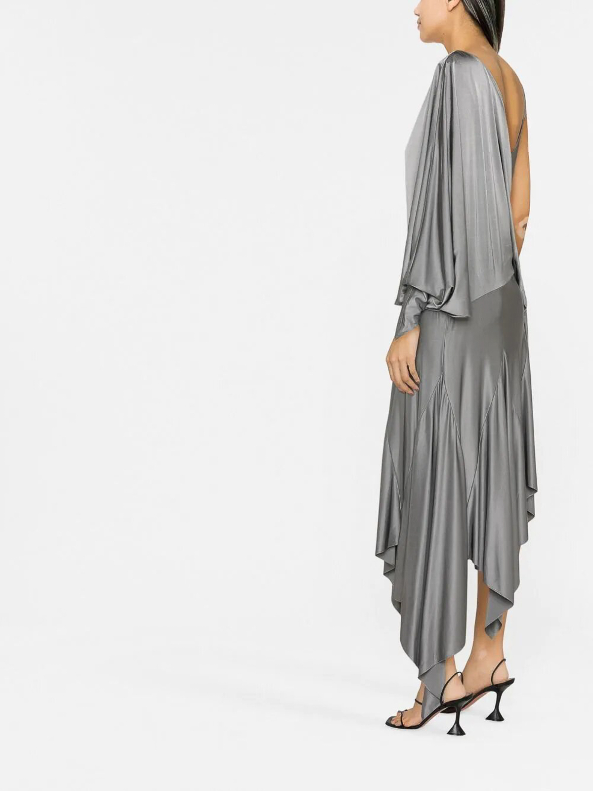 asymmetrical dresses online Asymmetrical Flared Dress in Wool Double-Face seashell / 12