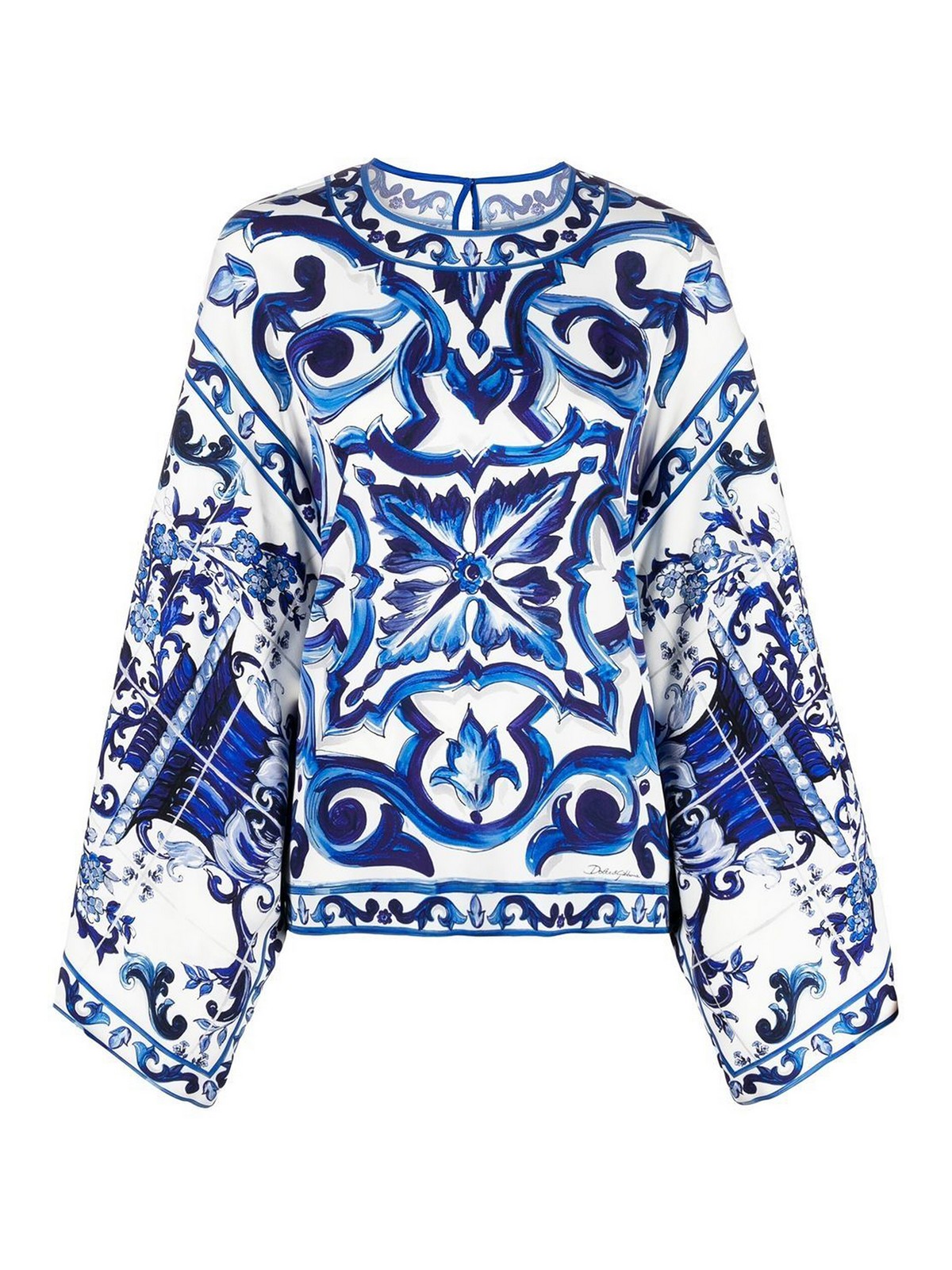 Dolce & Gabbana Round Neck Kimono In Blue