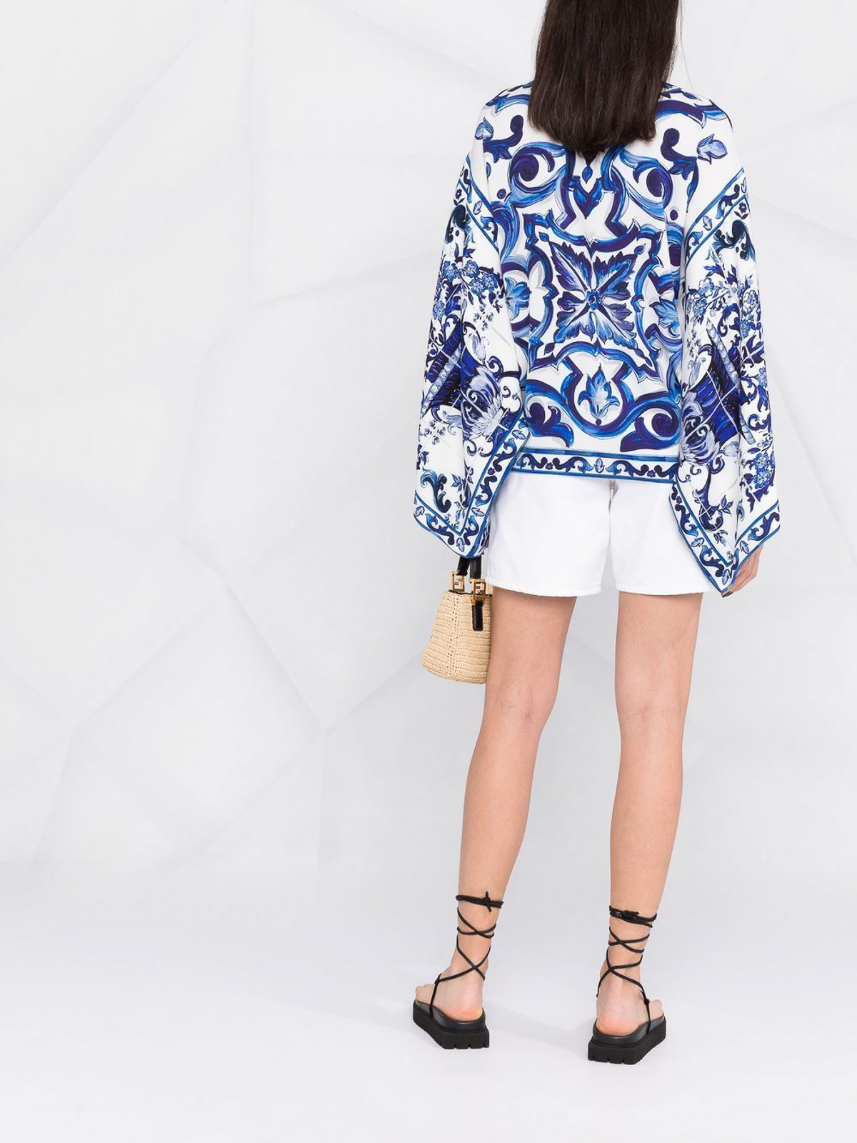 Shop Dolce & Gabbana Round Neck Kimono In White