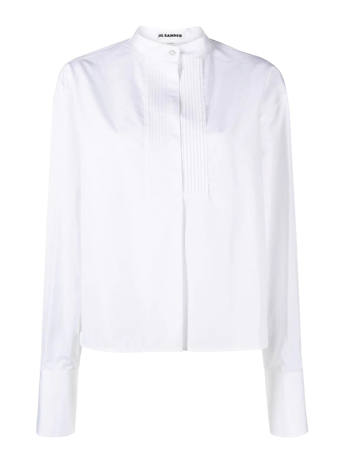 Shop Jil Sander Mandarin Collar Shirt In White